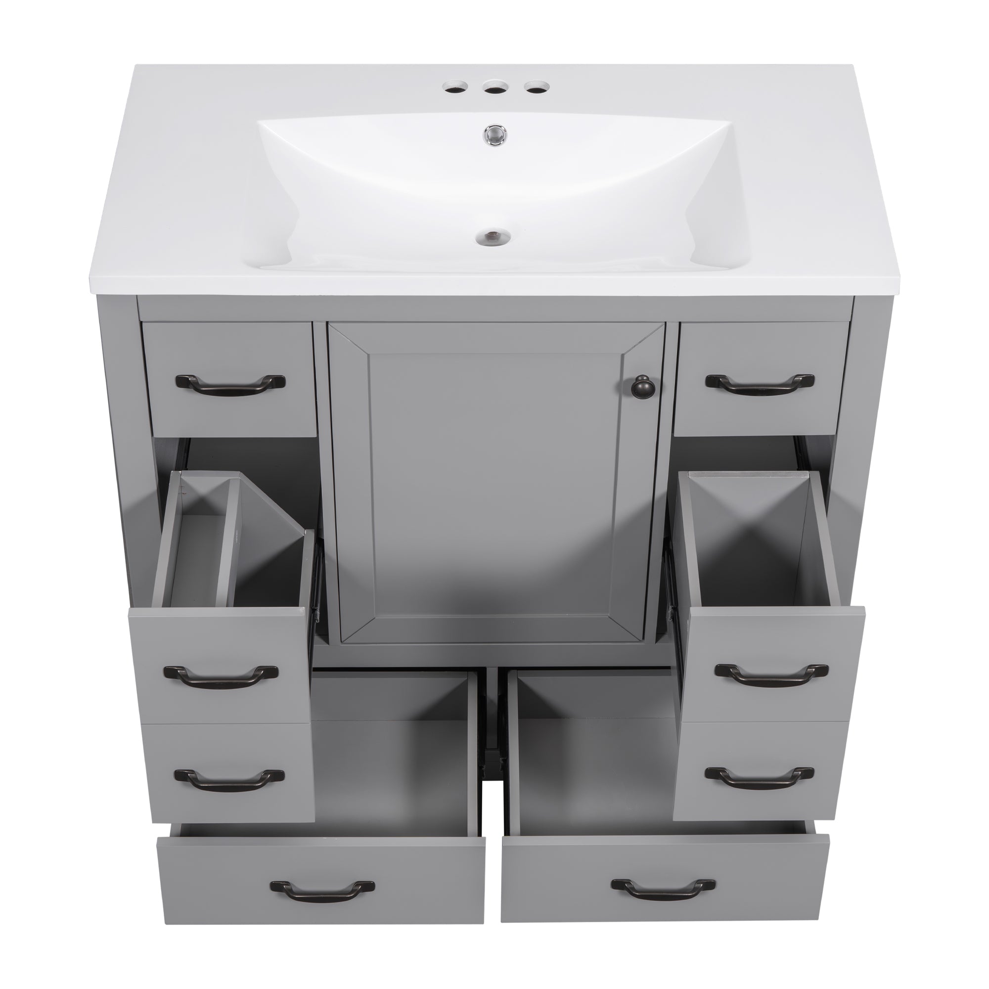 36 Inch MDF Freestanding Bathroom Vanity Set with Integrated Ceramic Sink