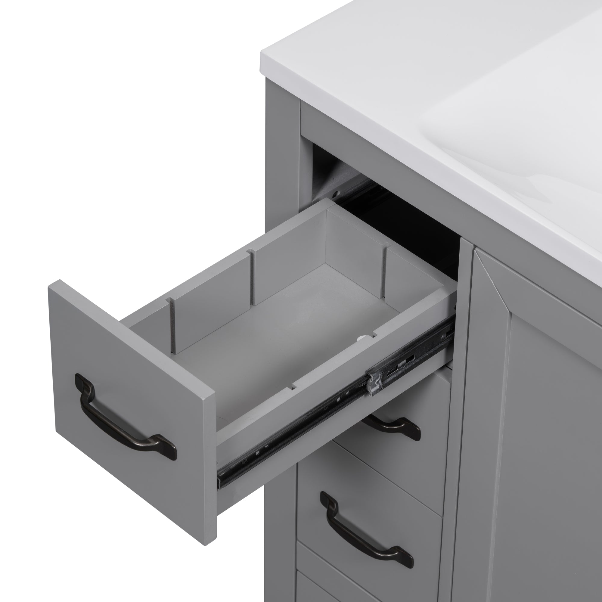 36 Inch MDF Freestanding Bathroom Vanity Set with Integrated Ceramic Sink