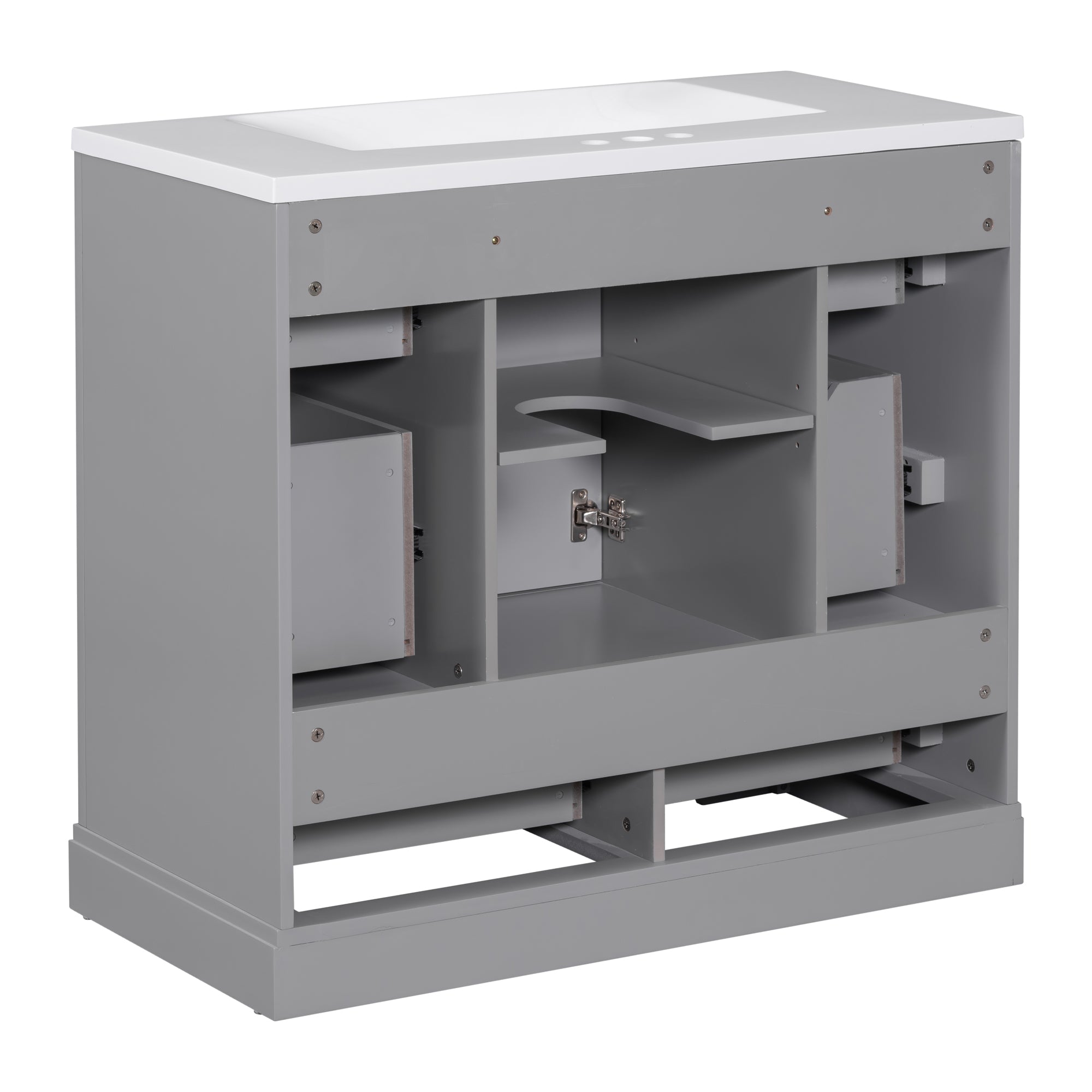 36 Inch MDF Freestanding Bathroom Vanity Set with Integrated Ceramic Sink