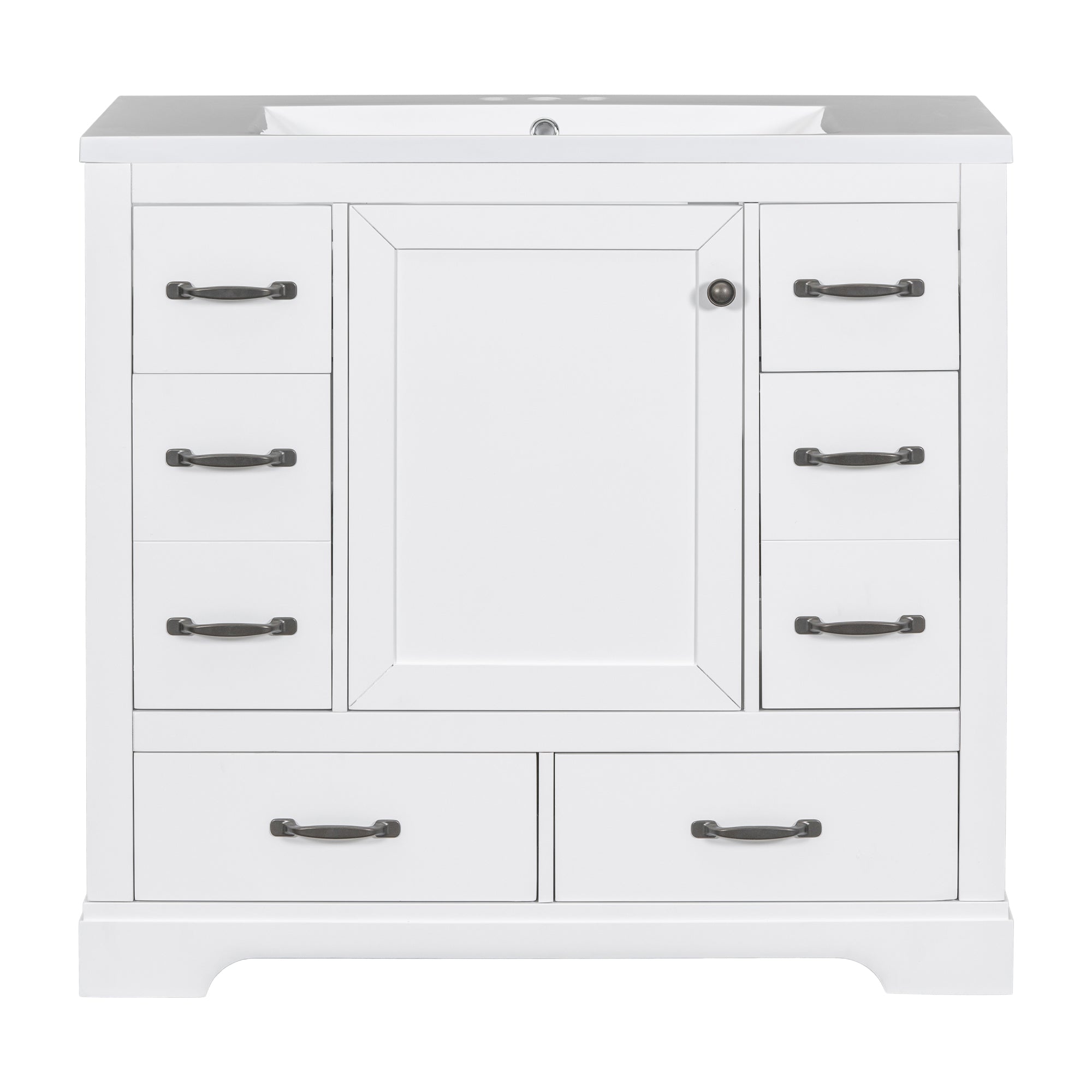36 Inch MDF Freestanding Bathroom Vanity Set with Integrated Ceramic Sink