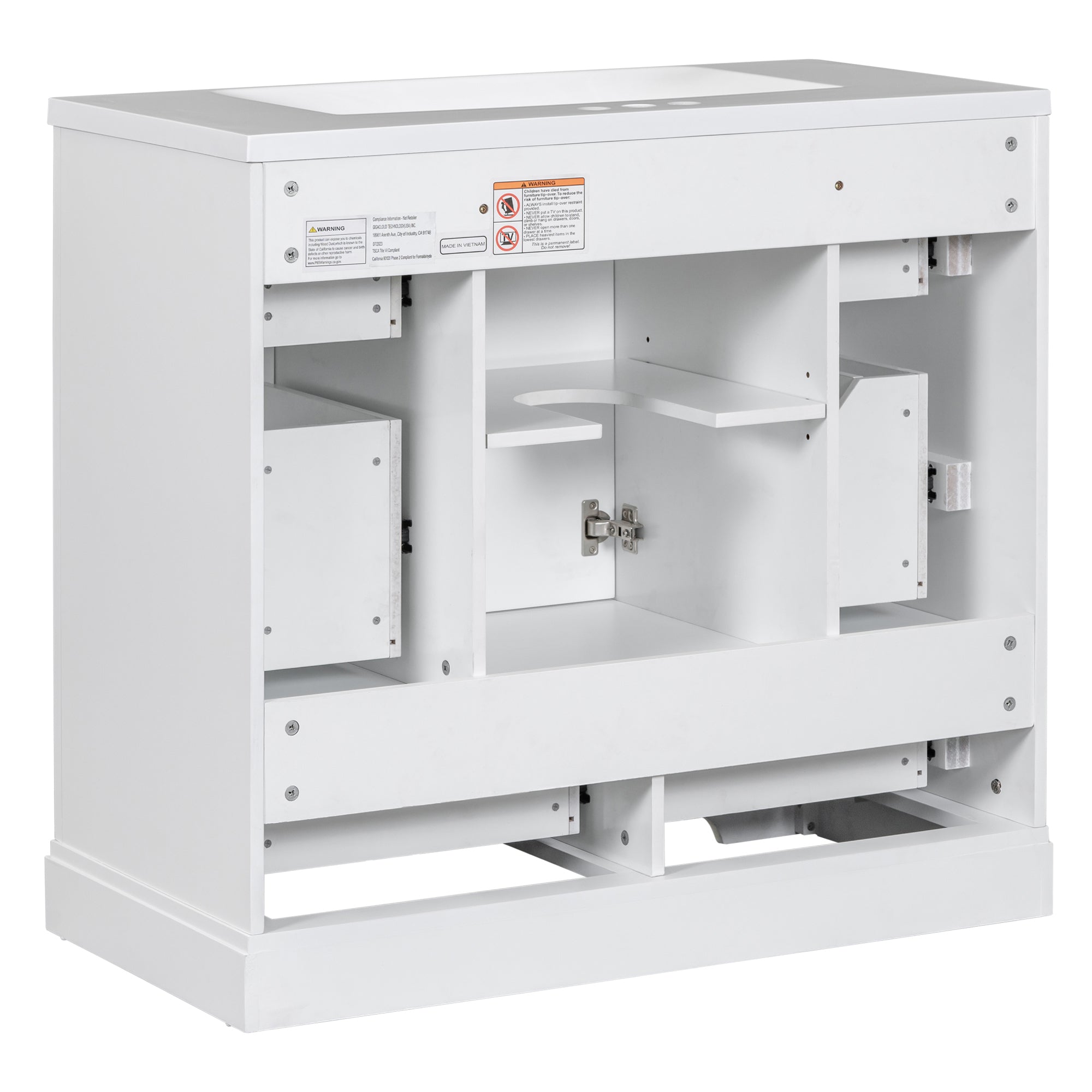 36 Inch MDF Freestanding Bathroom Vanity Set with Integrated Ceramic Sink