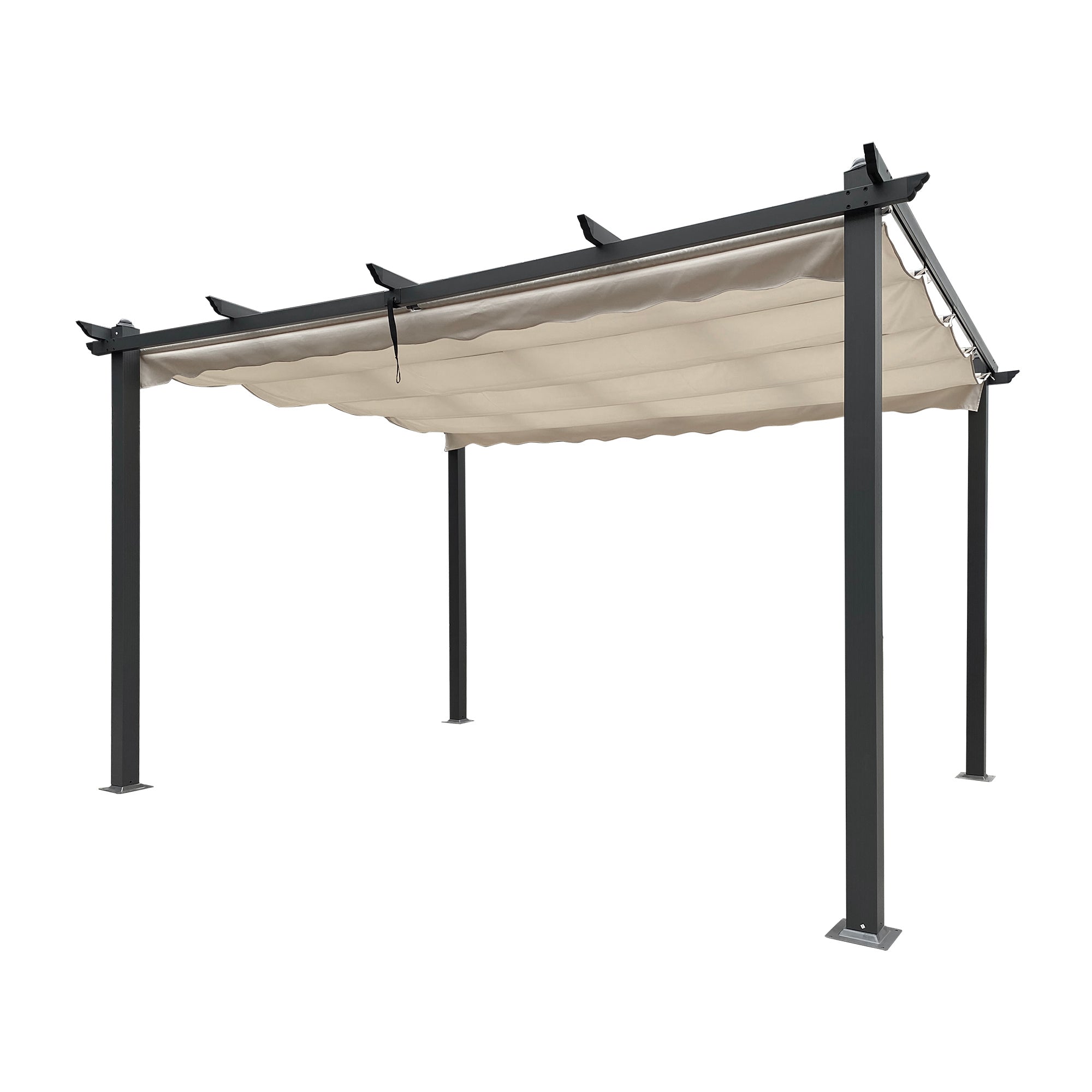 13 ft. x10 ft. Outdoor Steel Patio Pergola with Grey Shade Canopy