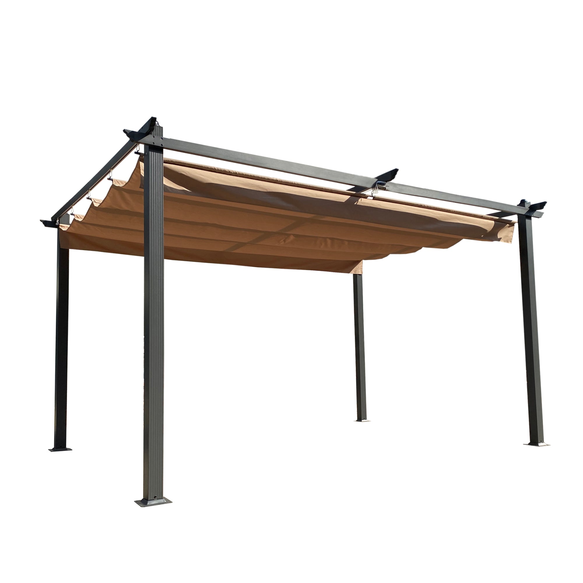 13 ft. x10 ft. Outdoor Steel Patio Pergola with Grey Shade Canopy