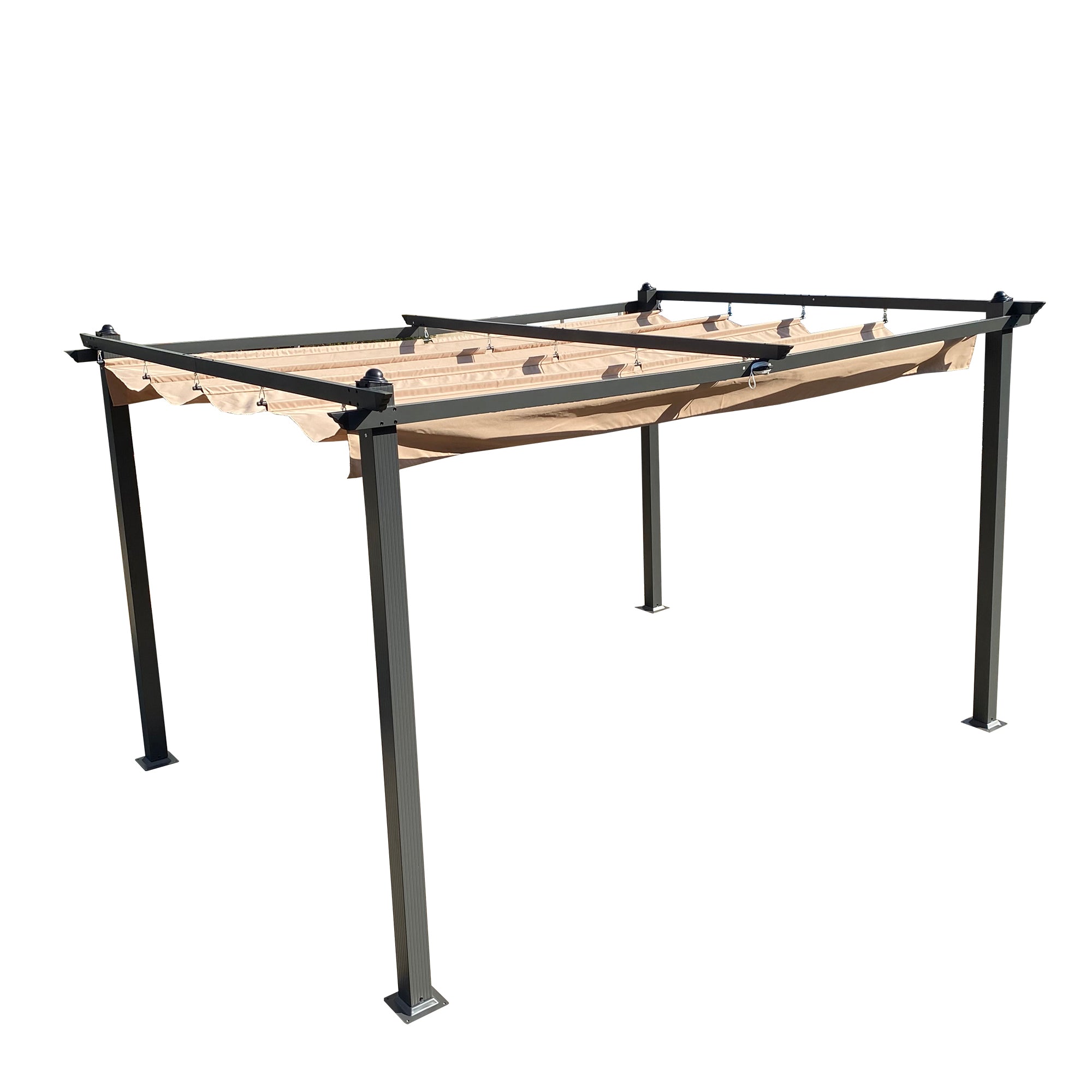 13 ft. x10 ft. Outdoor Steel Patio Pergola with Grey Shade Canopy