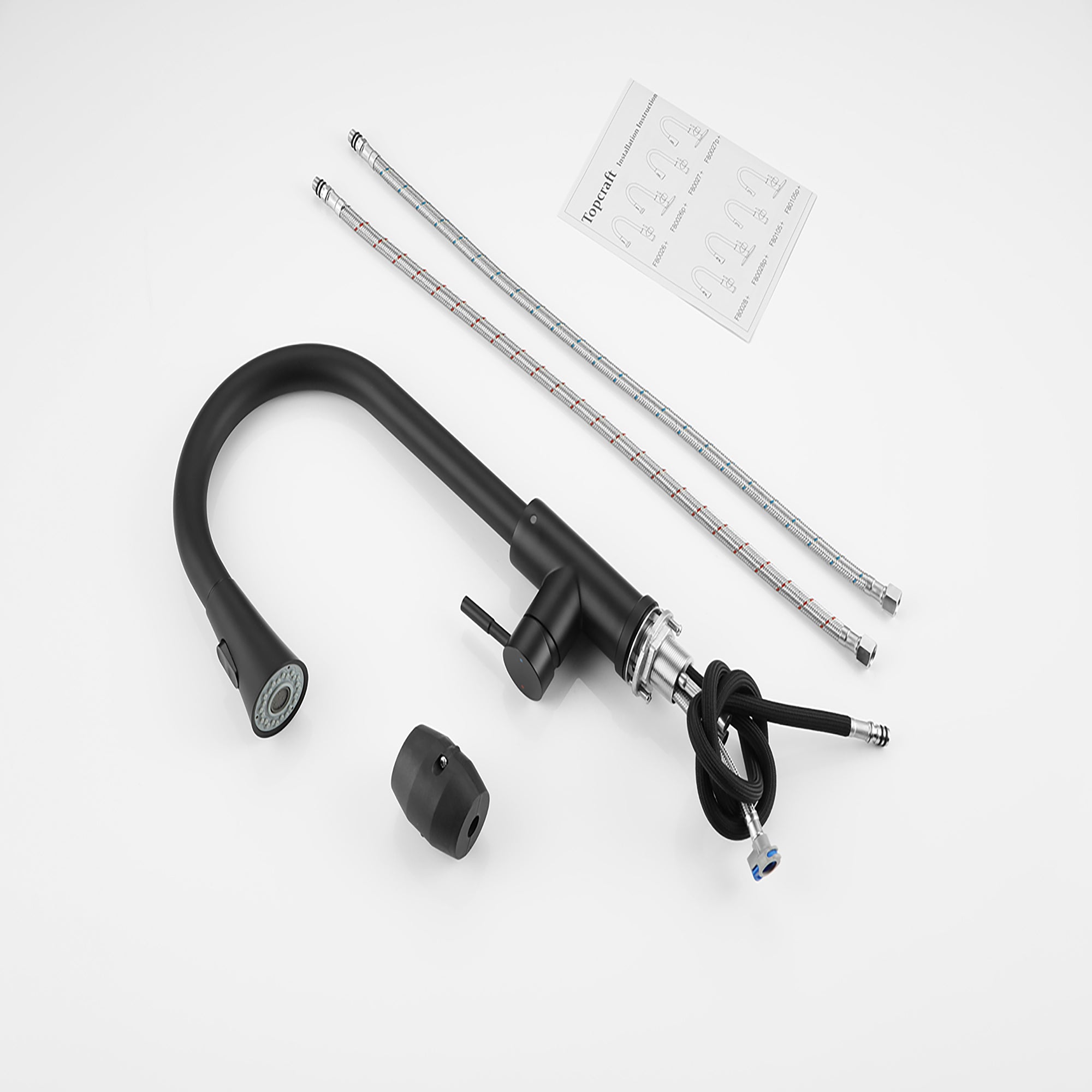 Single Handle Deck Mounted High Arc Pull Out Stainless Steel Kitchen Faucet