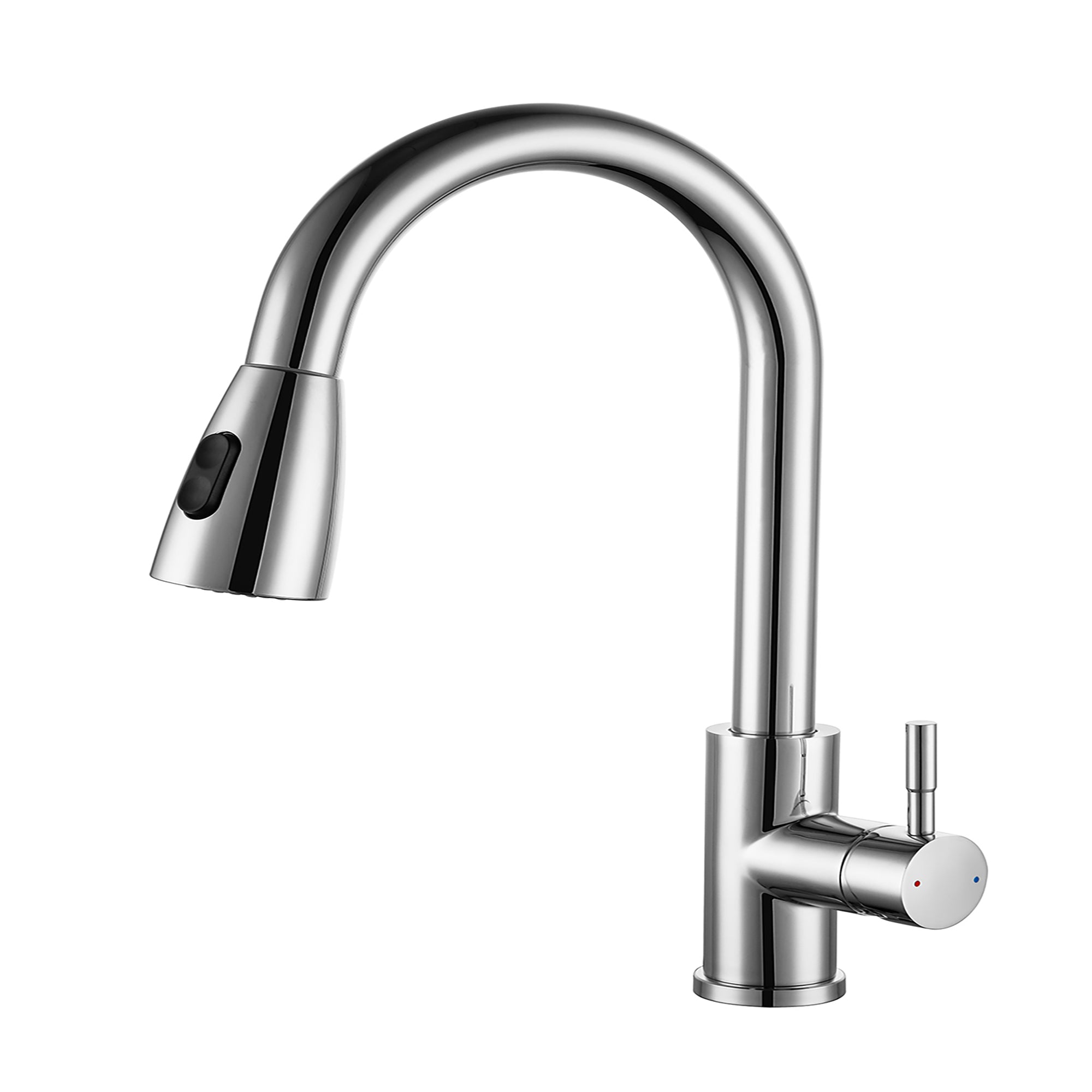 Single Handle Deck Mounted High Arc Pull Out Stainless Steel Kitchen Faucet