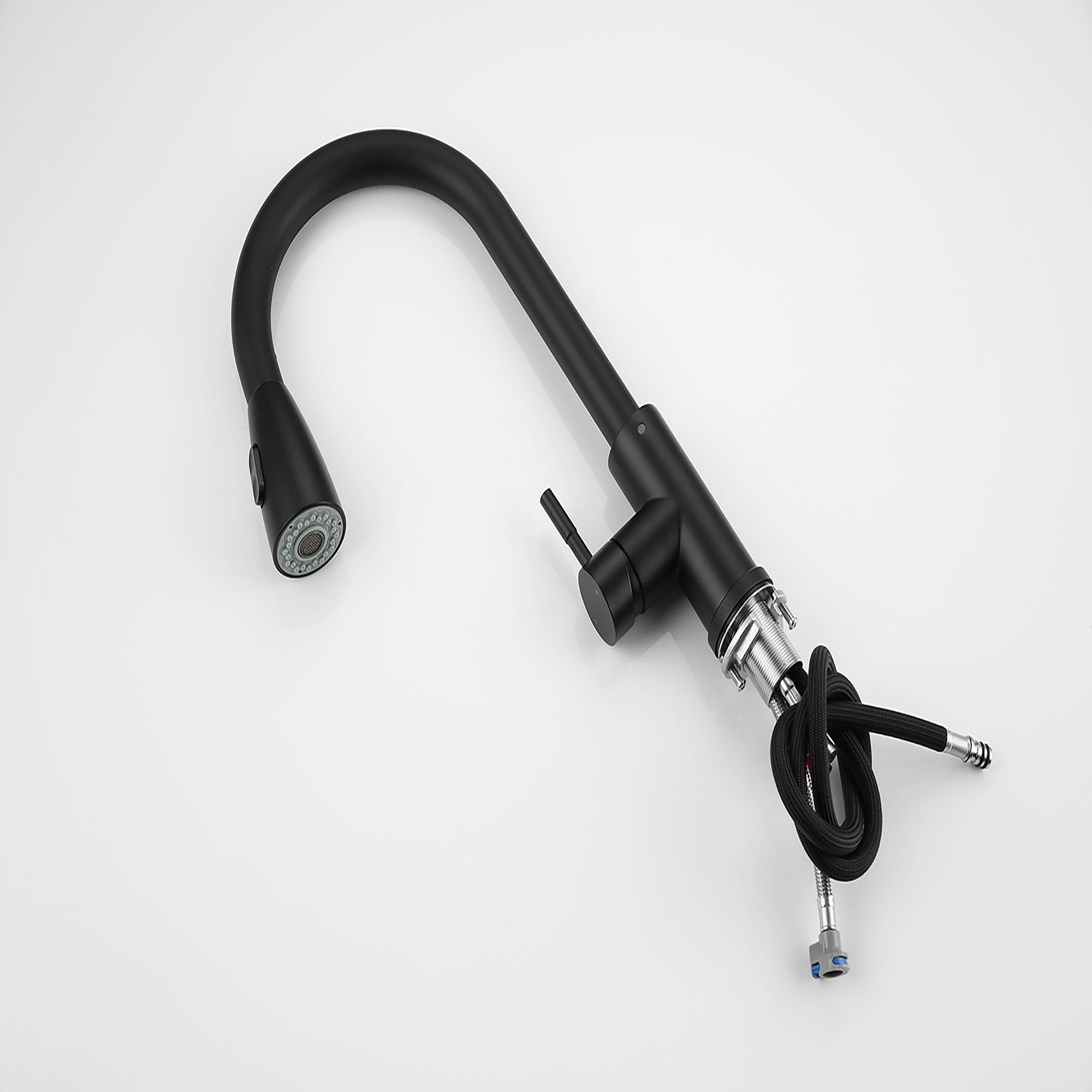 Single Handle Deck Mounted High Arc Pull Out Stainless Steel Kitchen Faucet