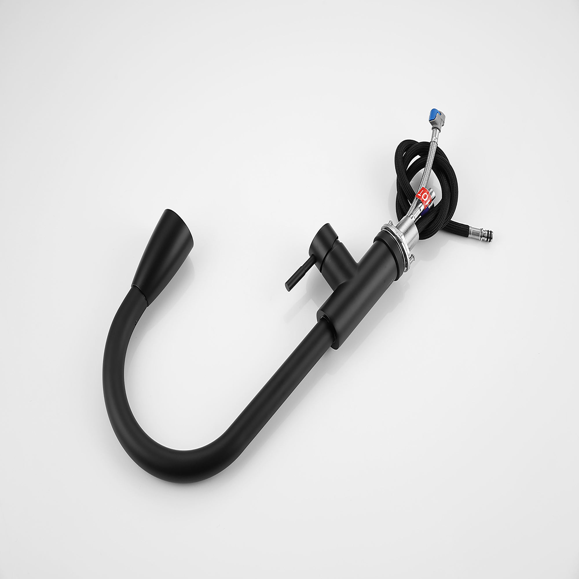 Single Handle Deck Mounted High Arc Pull Out Stainless Steel Kitchen Faucet