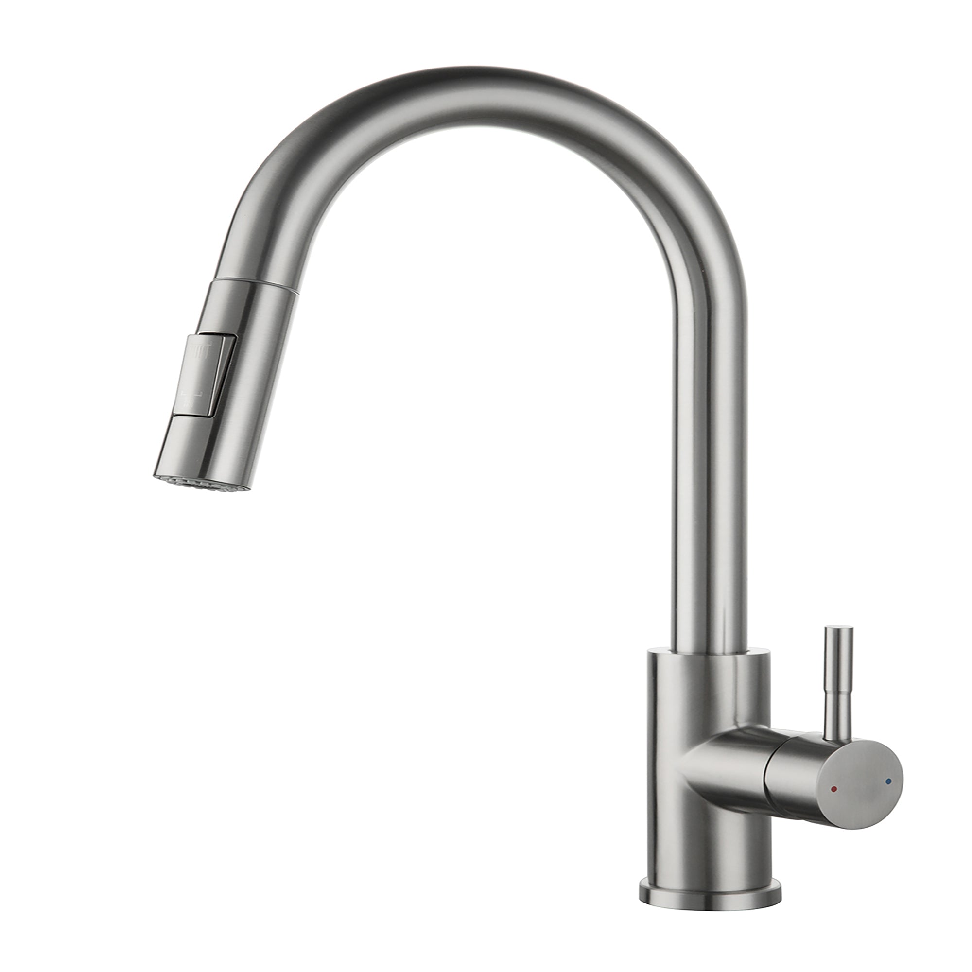 Single Handle Deck Mounted High Arc Pull Out Stainless Steel Kitchen Faucet