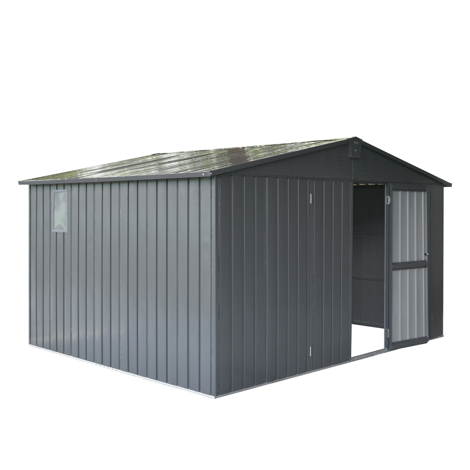 11 ft. W x 9 ft. D Metal Storage Shed with Double Door(99 sq. ft.)  JMCPGS01-DG