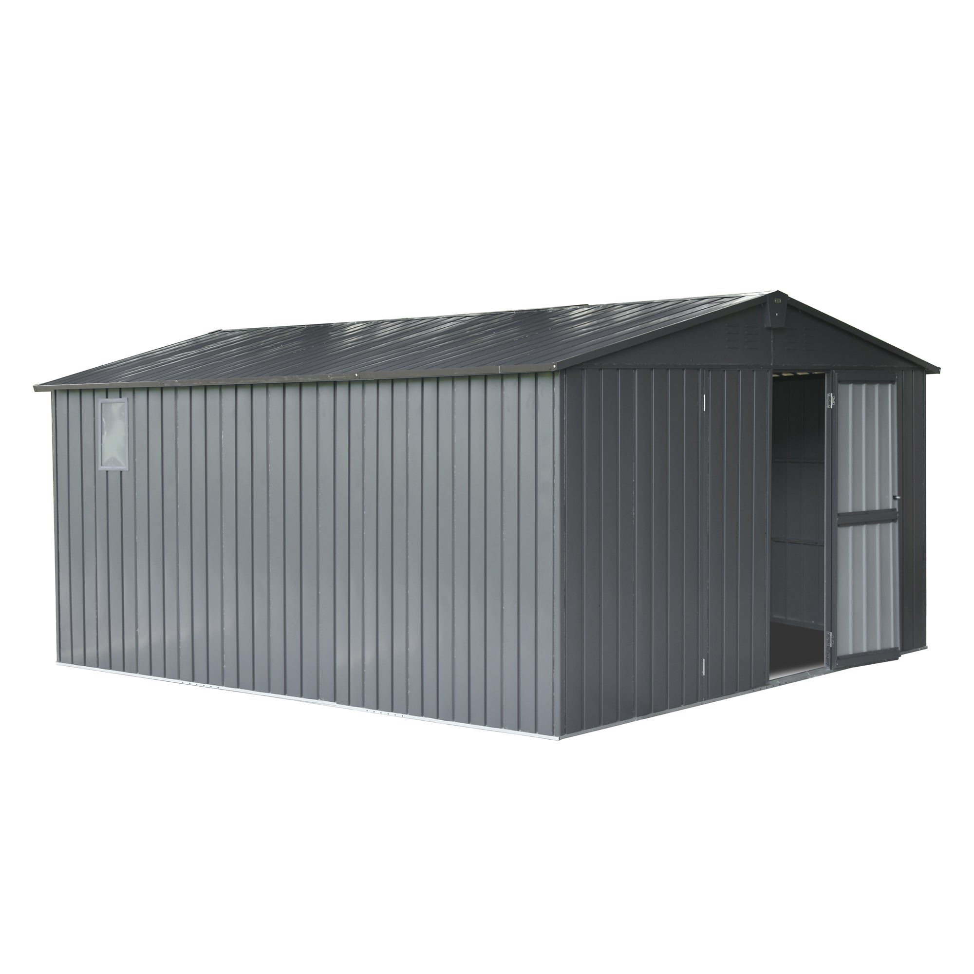 11 ft. W x 12.5 ft. D Metal Storage Shed with Double Door(137 sq. ft.) JMCPGS02-DG