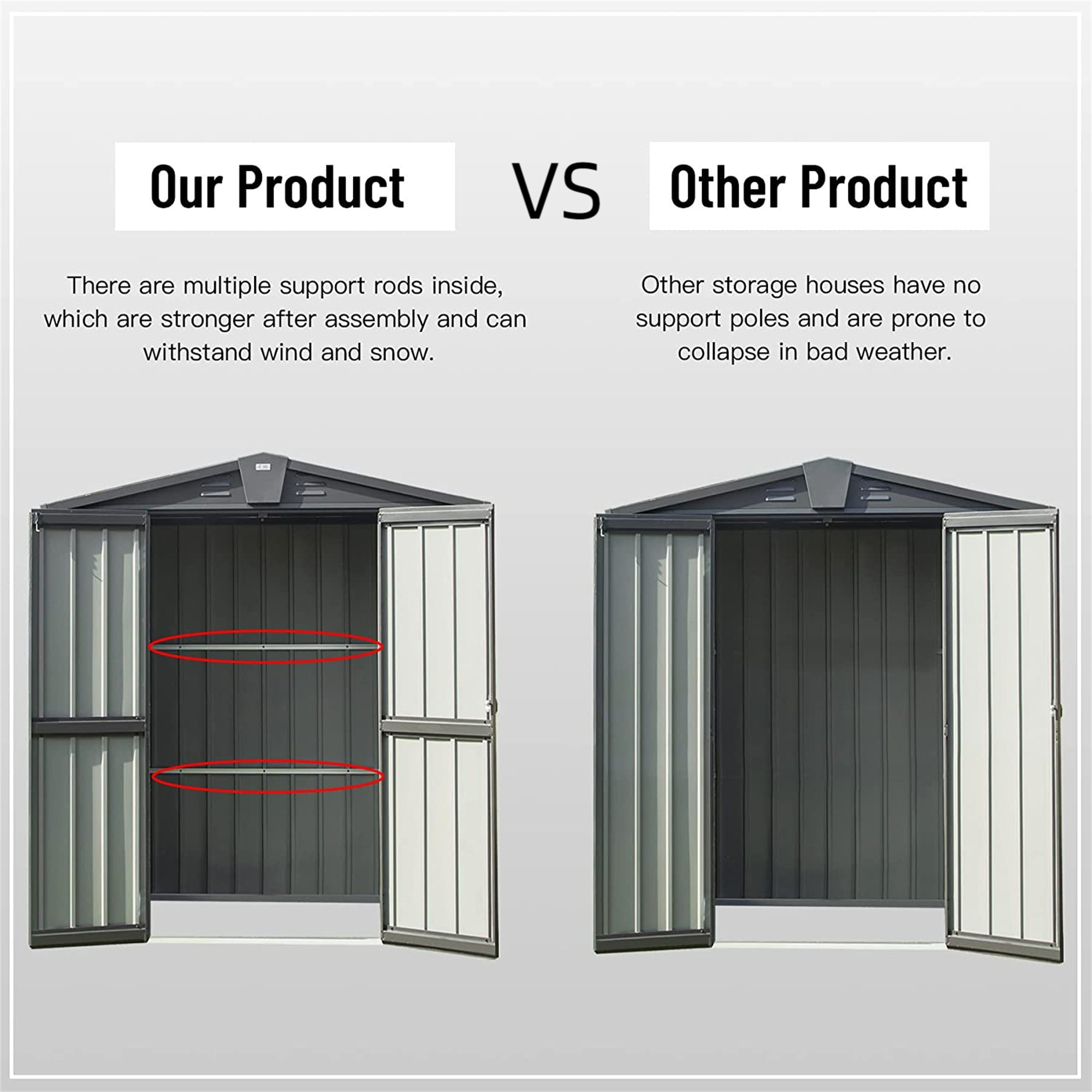 5.7 ft. W x 3 ft. D Metal Storage Shed with Double Hinged Door (17 sq. ft.) JMCPGS03-B