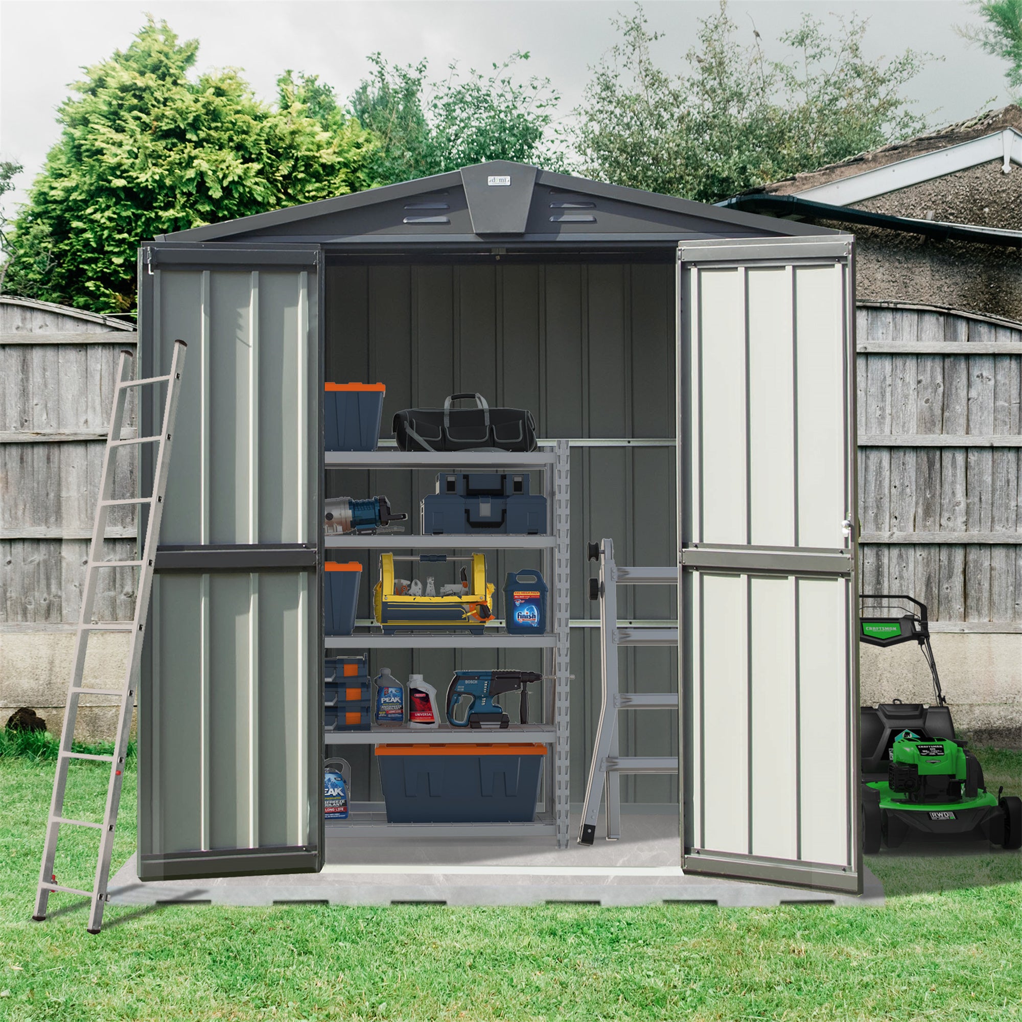 5.7 ft. W x 3 ft. D Metal Storage Shed with Double Hinged Door (17 sq. ft.) JMCPGS03-B