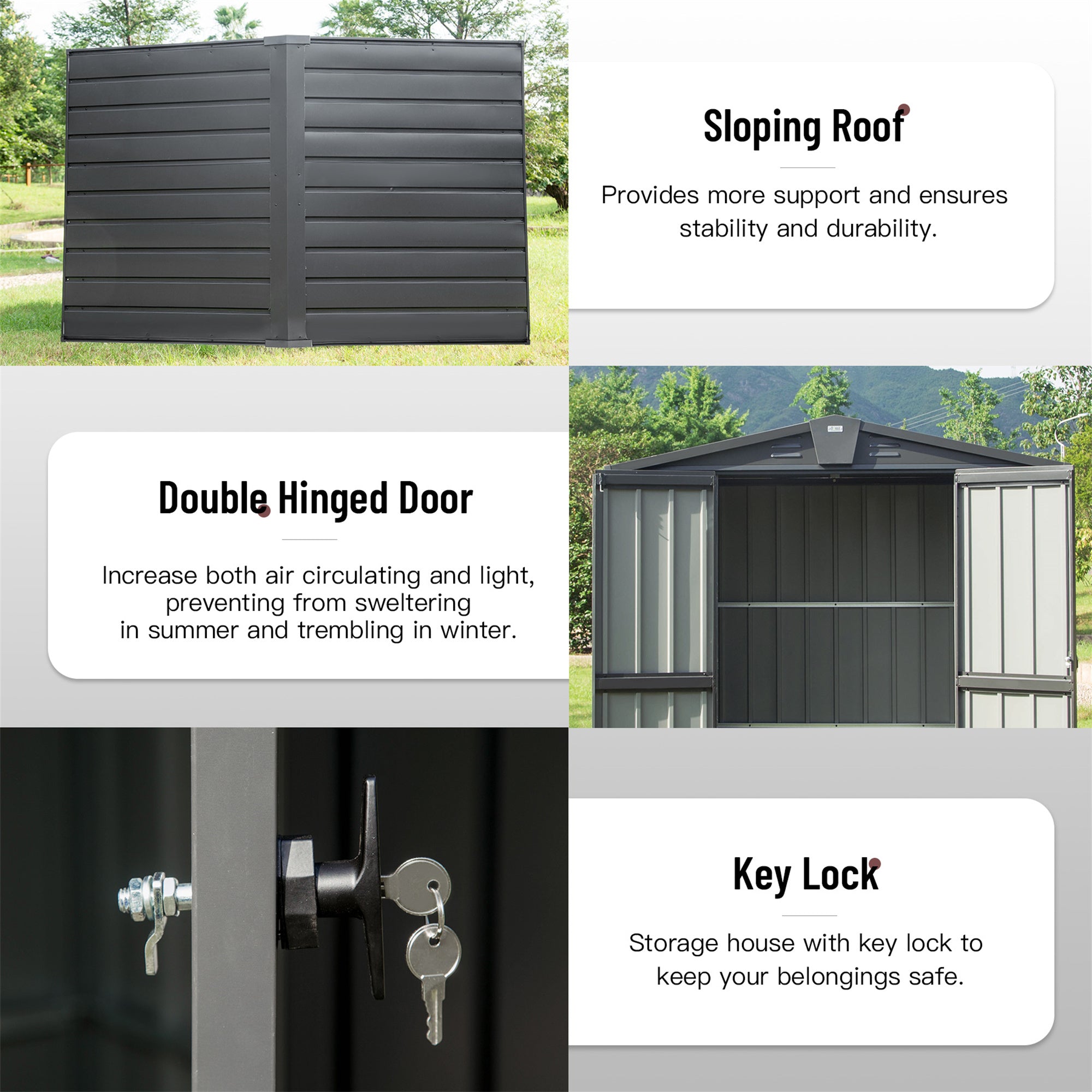 5.7 ft. W x 3 ft. D Metal Storage Shed with Double Hinged Door (17 sq. ft.) JMCPGS03-B