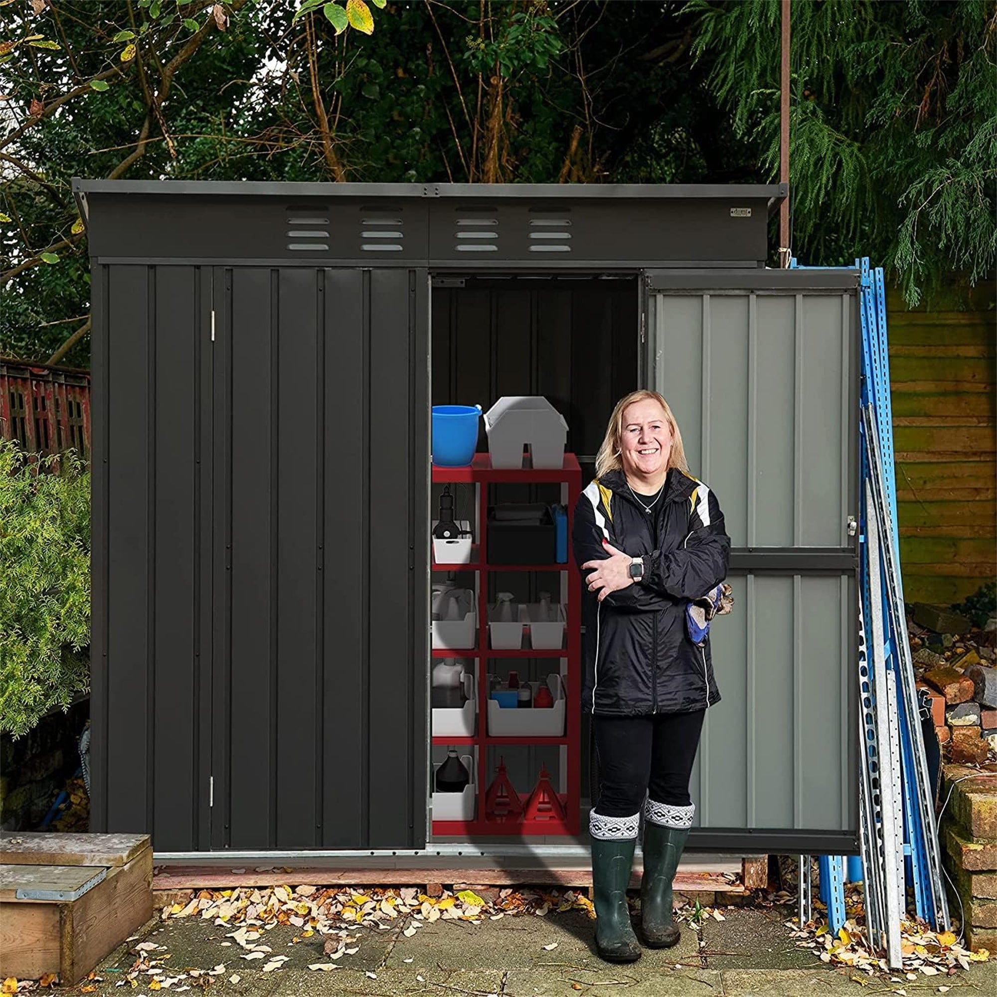 5 ft. W x 3 ft. D Metal Storage Shed with Double Door (16.24 sq. ft.) JMCPGS05-B