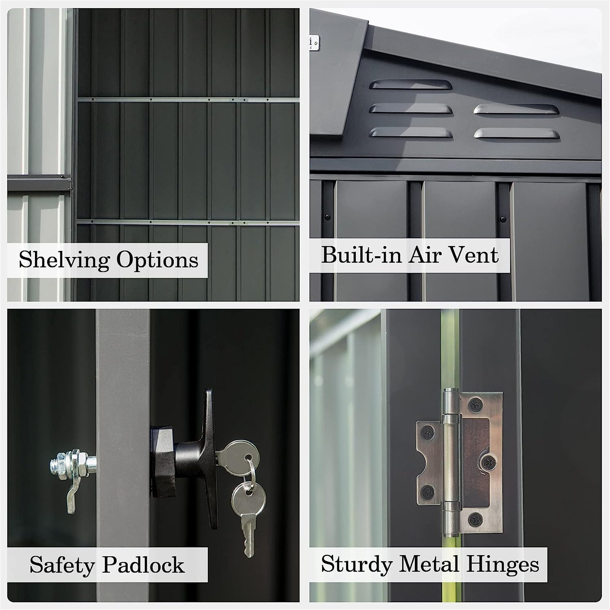 10 ft. W x 8 ft. D Black Metal Storage Shed with Double Door (80 sq. ft.) JMCPGS07-B