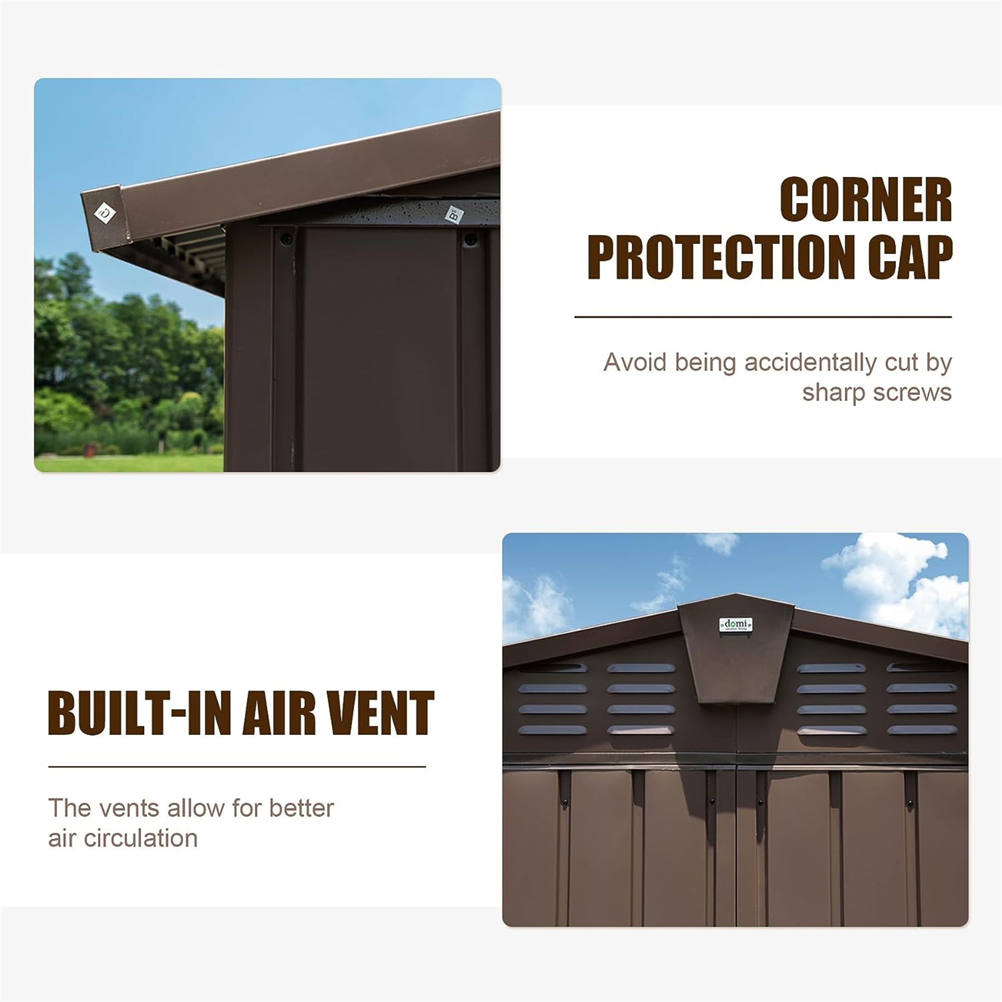 10 ft. W x 8 ft. D Brown Metal Storage Shed with Double Door (80 sq. ft.) JMCPGS07-BRO