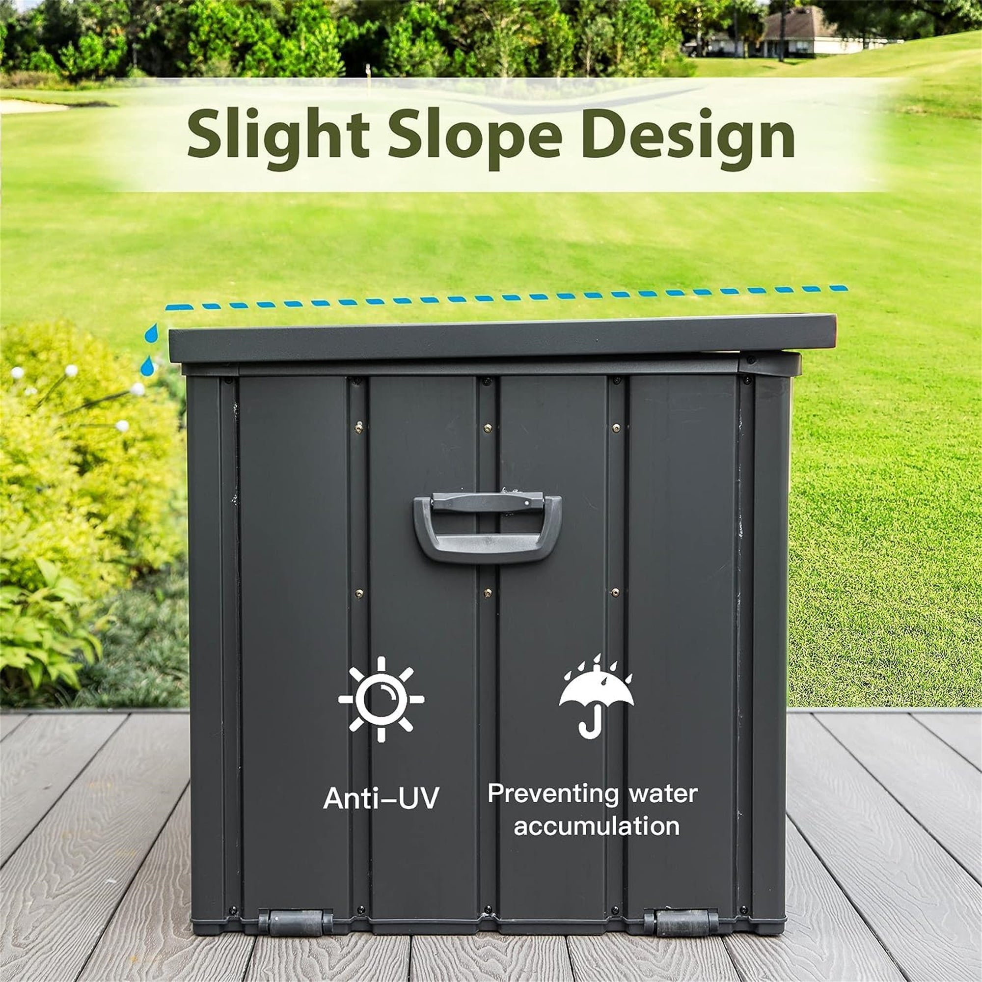 160 Gal. Outdoor Steel Storage Deck Box     JMCPSTG01-16DG
