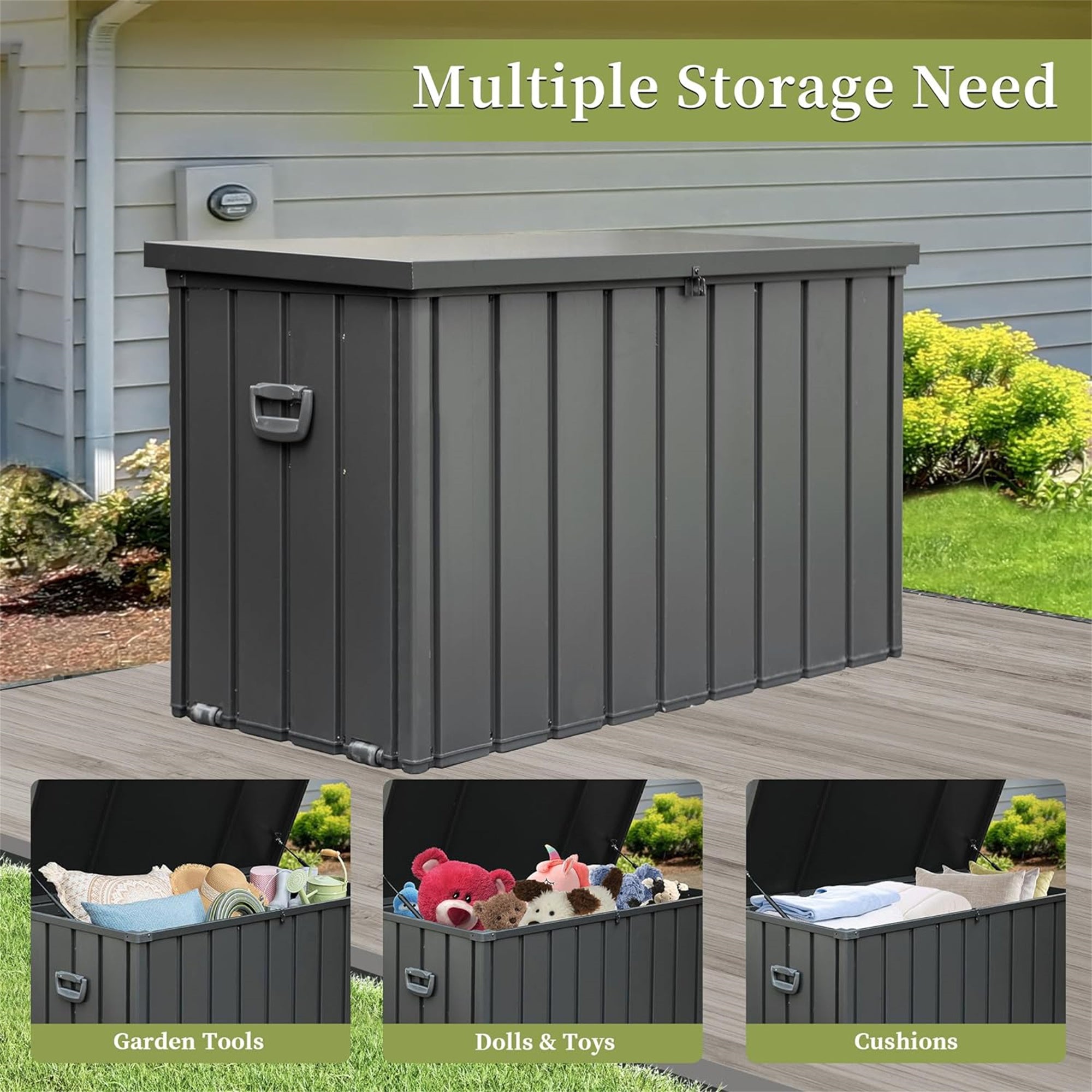 200 Gal. Outdoor Steel Storage Deck Box       JMCPSTG01-20DG