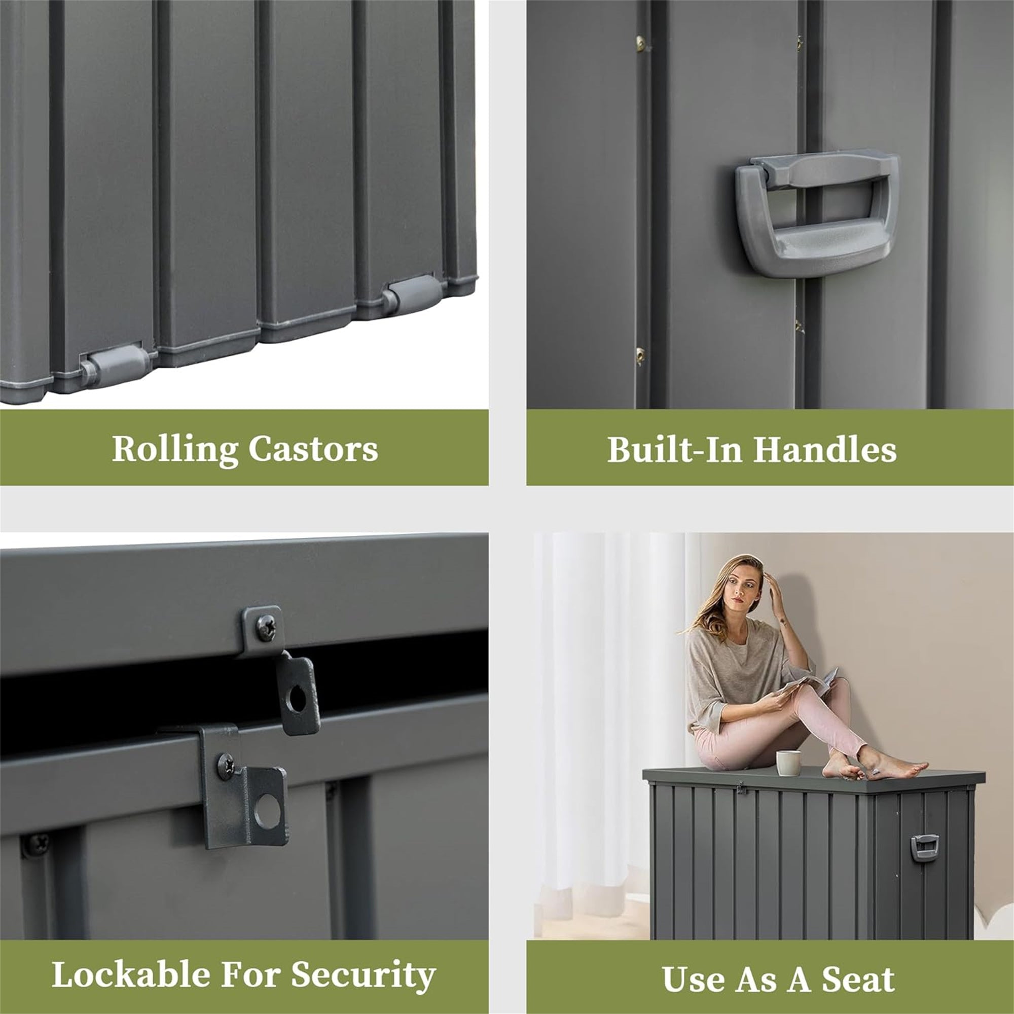 200 Gal. Outdoor Steel Storage Deck Box       JMCPSTG01-20DG