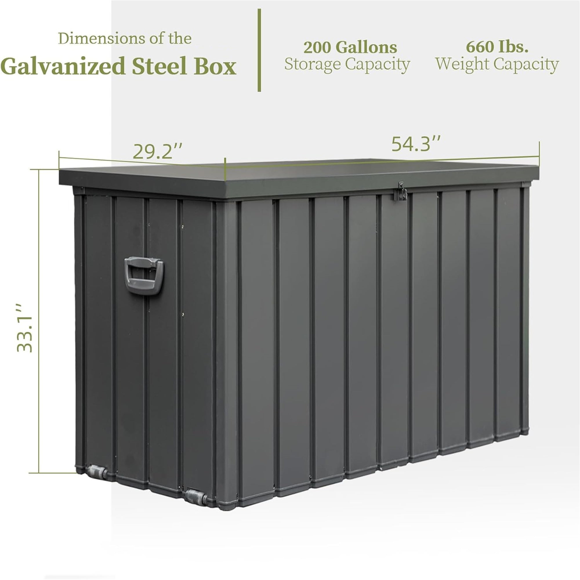 200 Gal. Outdoor Steel Storage Deck Box       JMCPSTG01-20DG