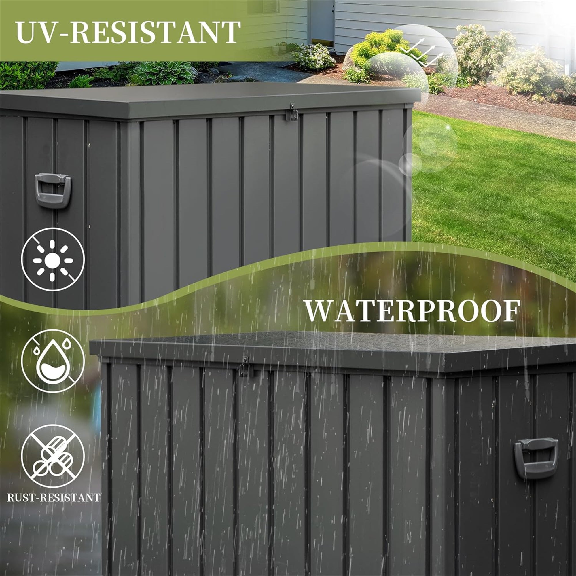 200 Gal. Outdoor Steel Storage Deck Box       JMCPSTG01-20DG
