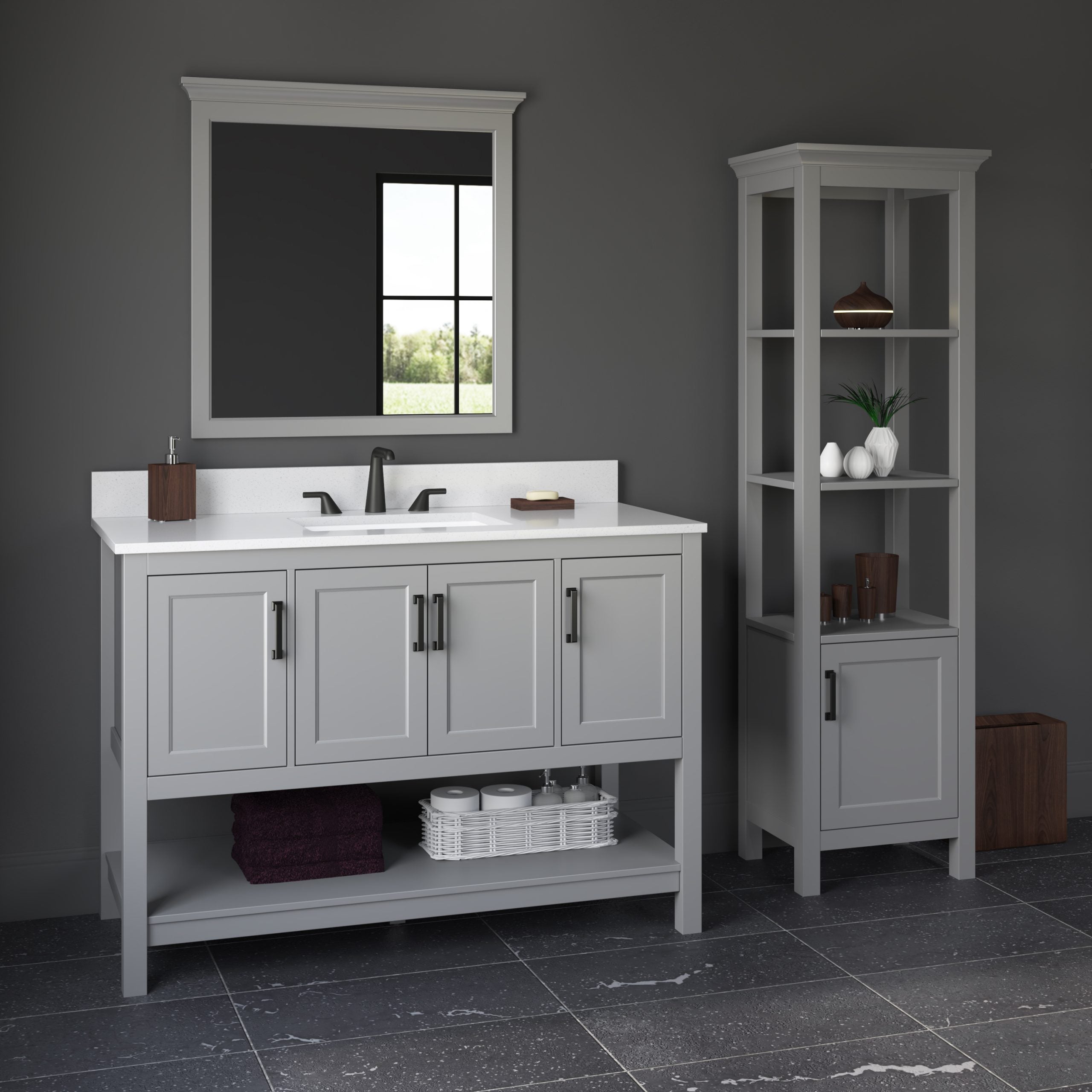 Rectangular Framed Wall Mounted Bathroom Mirror