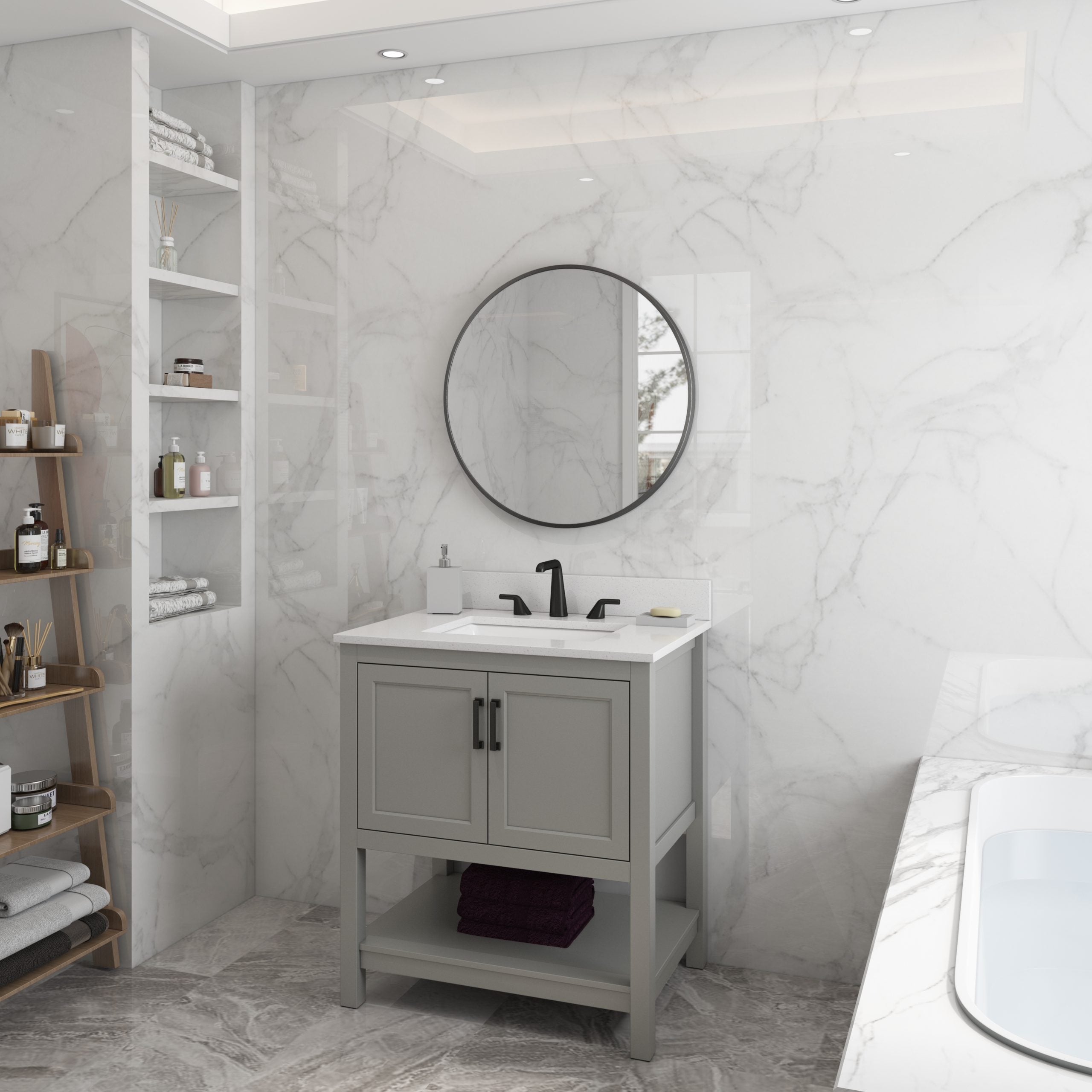 Round Framed Wall Mounted Bathroom Vanity Mirror(CRM）