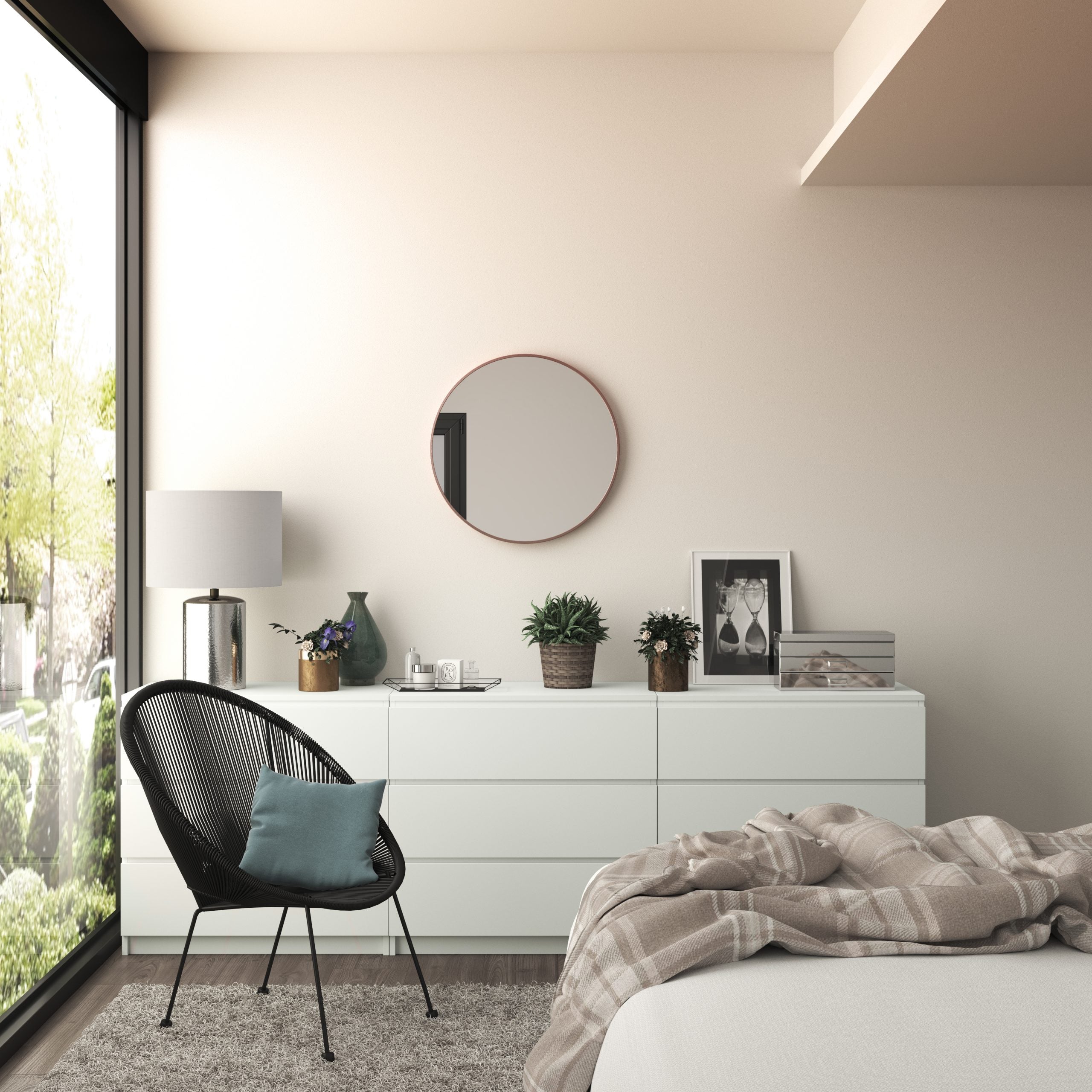 Round Framed Wall Mounted Bathroom Vanity Mirror(CRM）