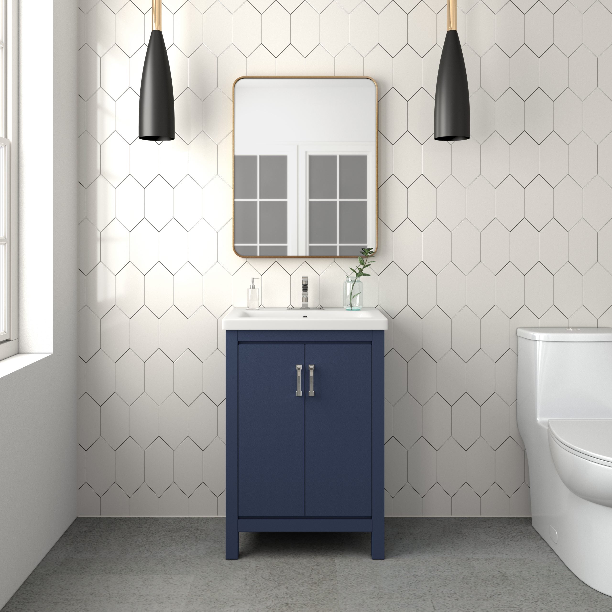 Rectangular Aluminum Framed Wall Mounted Bathroom Mirror
