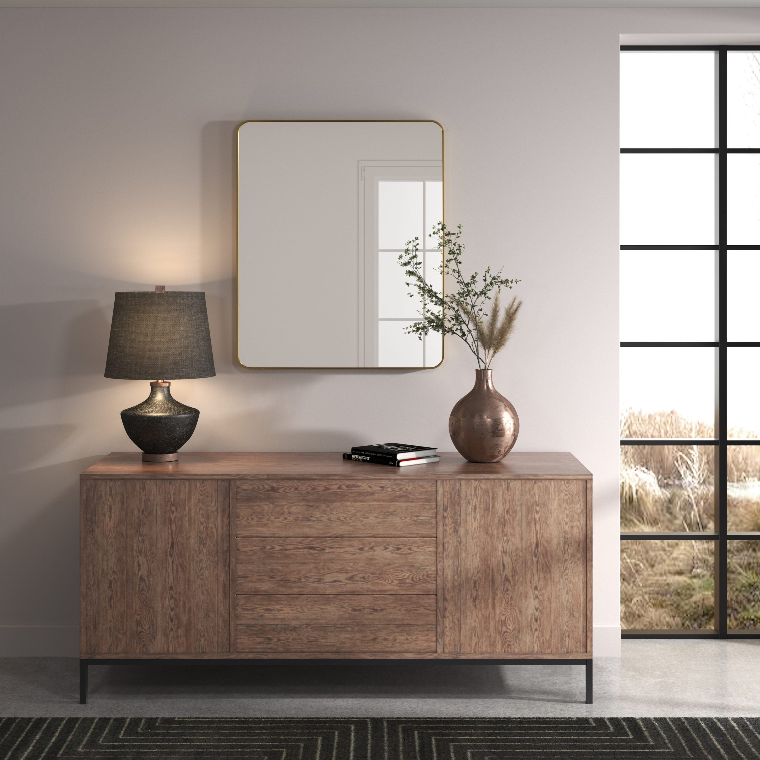 Rectangular Aluminum Framed Wall Mounted Bathroom Mirror