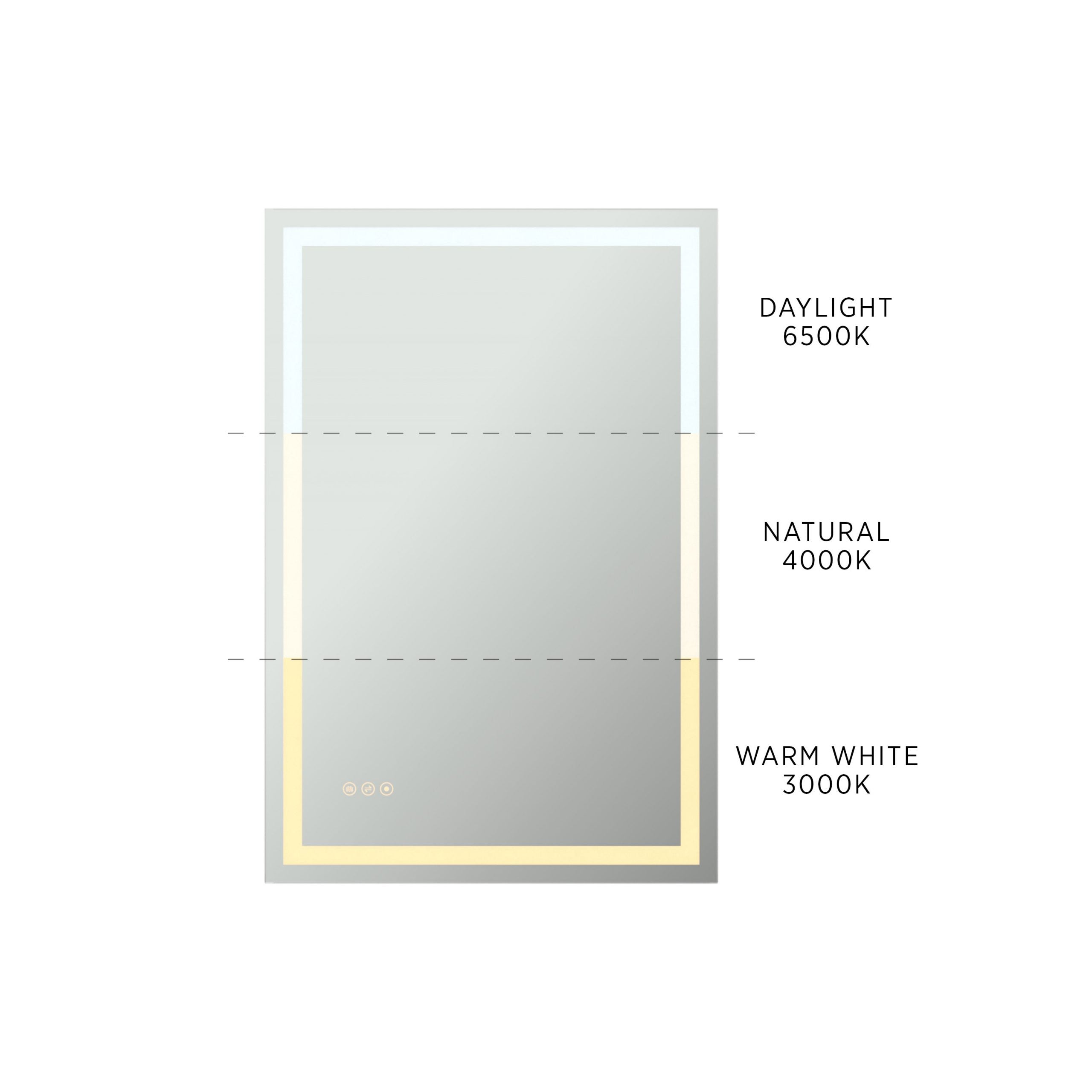 Rectangular Frameless Dimmable Anti-Fog Wall Mounted LED Bathroom Vanity Mirror