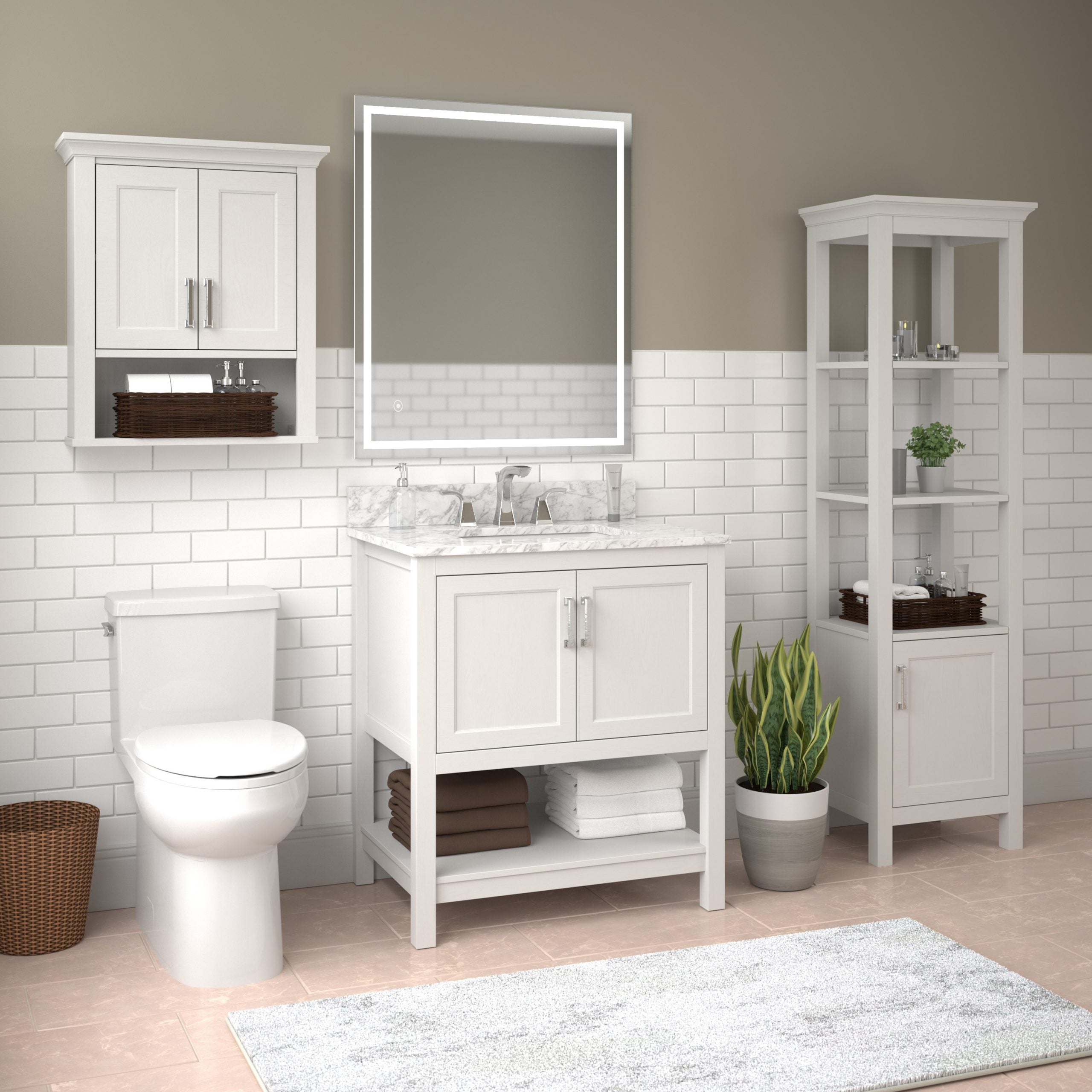 Rectangular Frameless Dimmable Anti-Fog Wall Mounted LED Bathroom Vanity Mirror