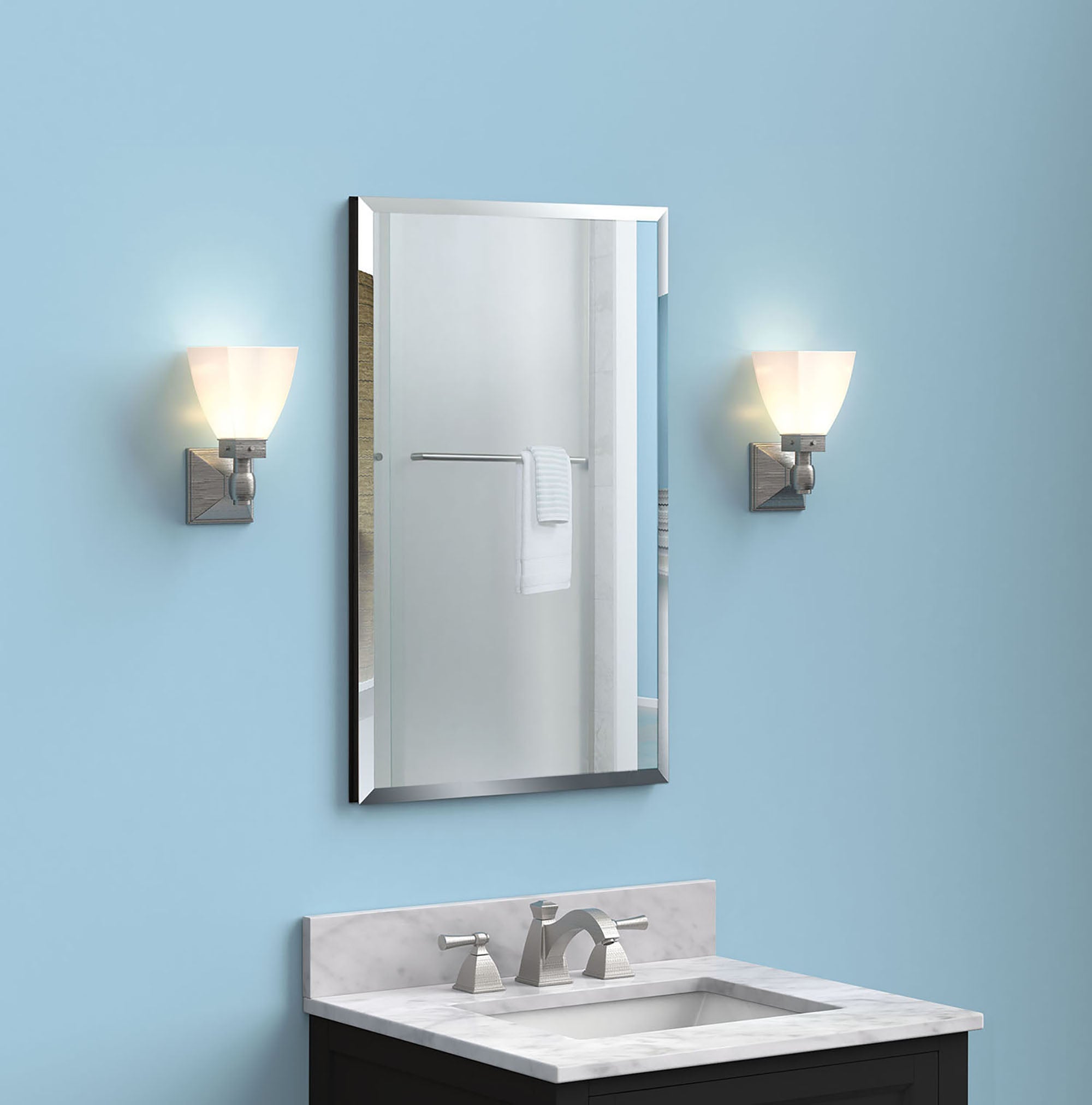Surface Mount  Rectangular Aluminum Framed Medicine Cabinet with Mirror and Shelves