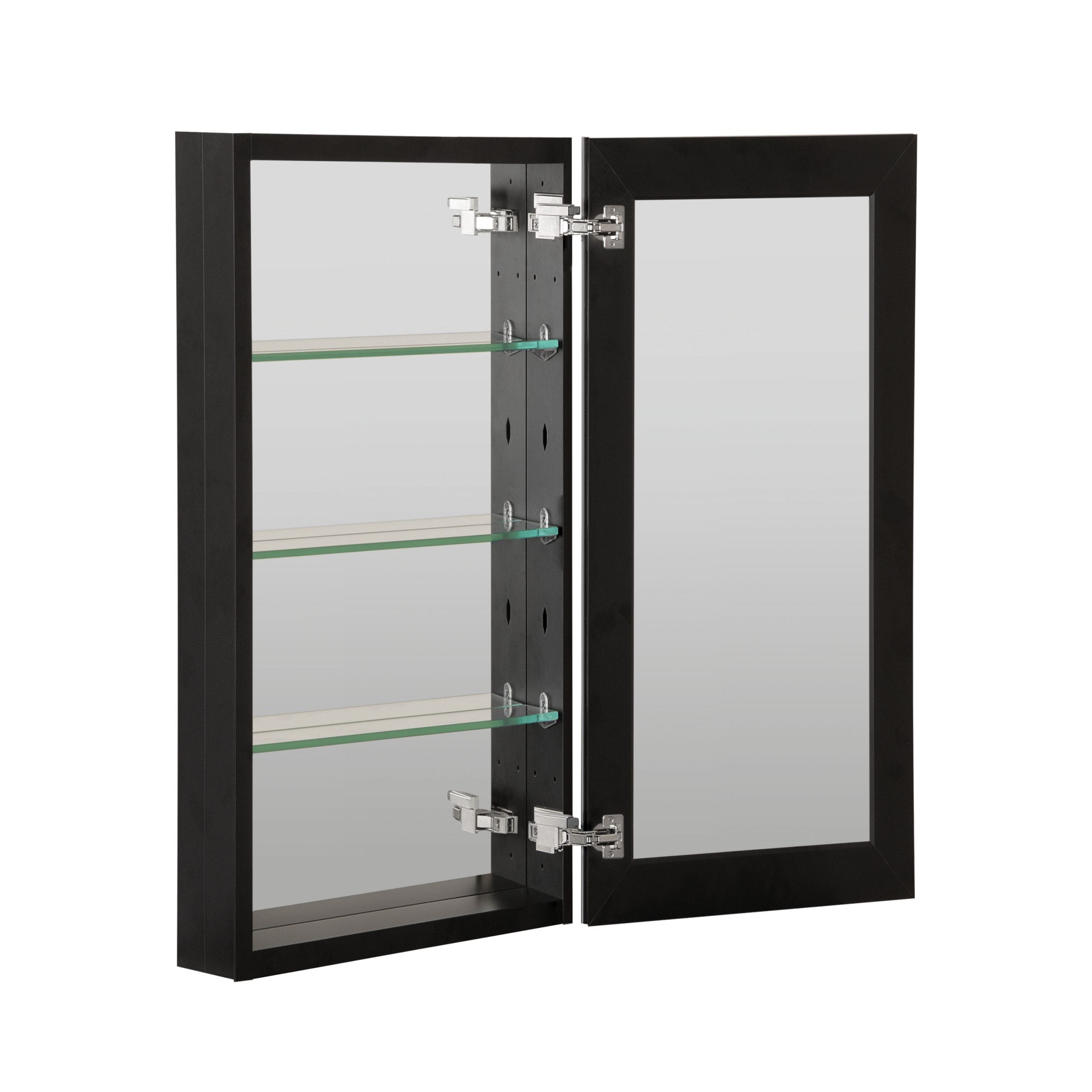 Surface Mount/Recessed Rectangular Aluminum Framed Medicine Cabinet with Mirror and Shelves