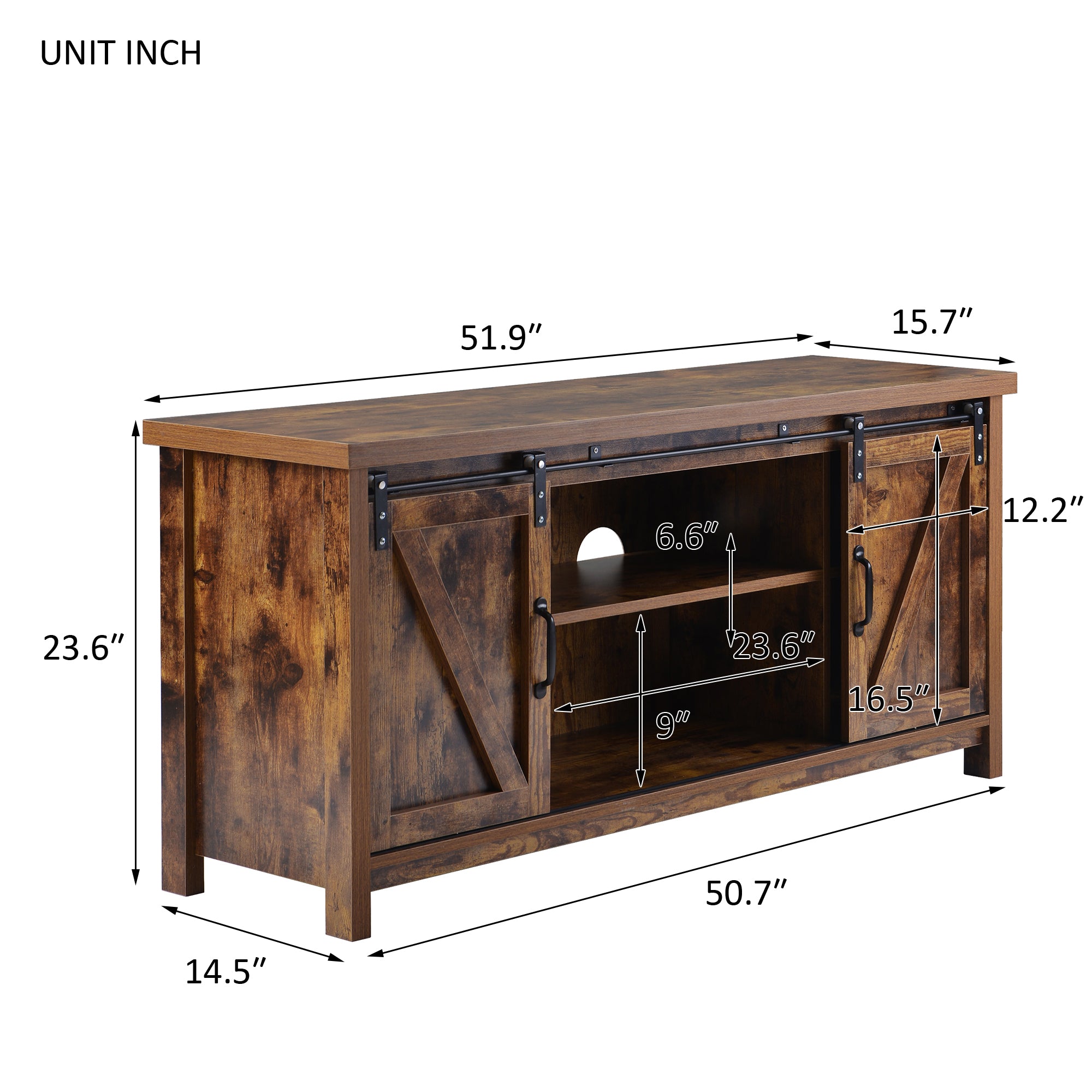 52 in.W TV Stand in Yellow with Removable Door and Shelf