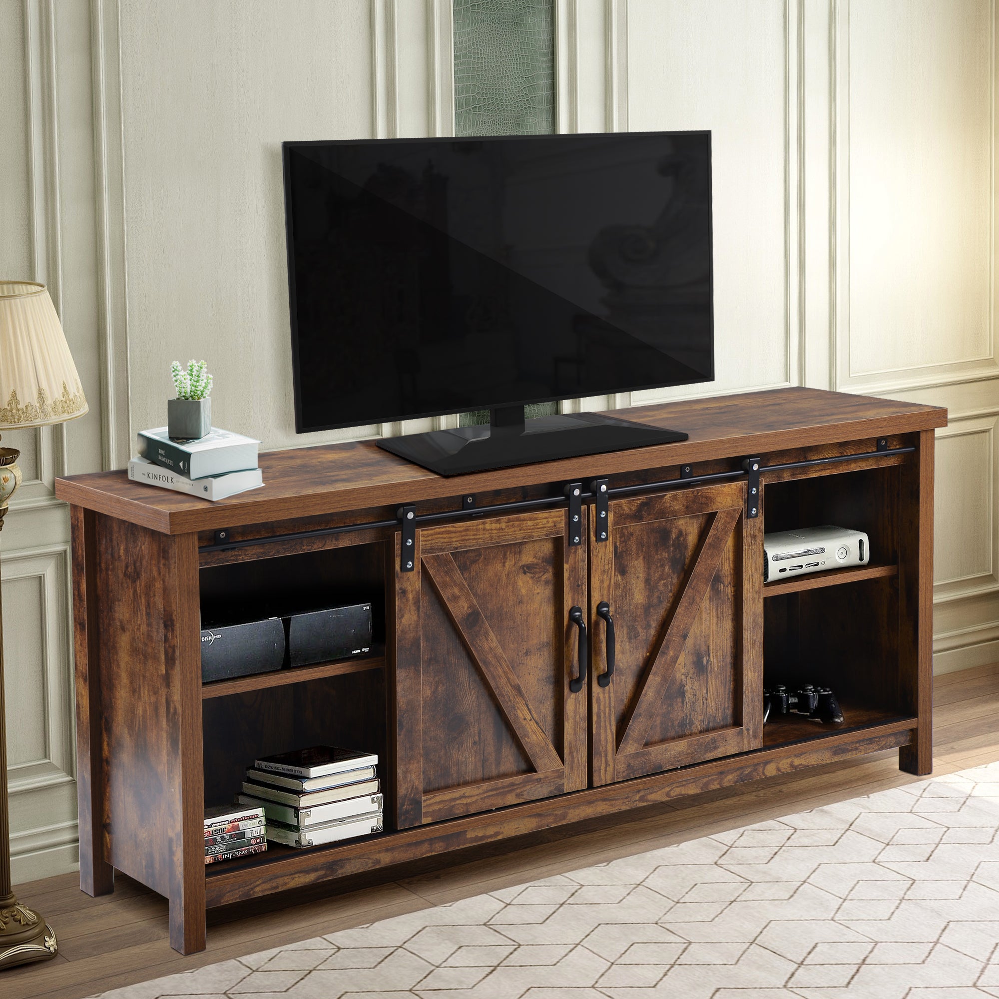 52 in.W TV Stand in Yellow with Removable Door and Shelf