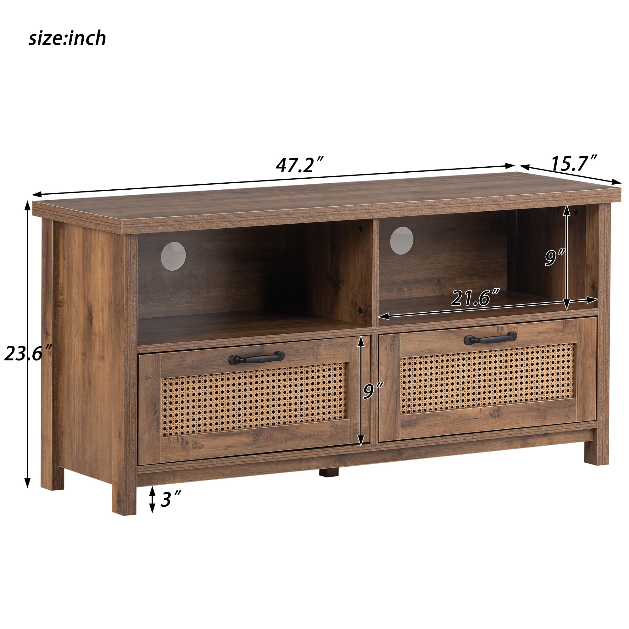 52 in.W TV Stand in Yellow with Removable Door and Shelf