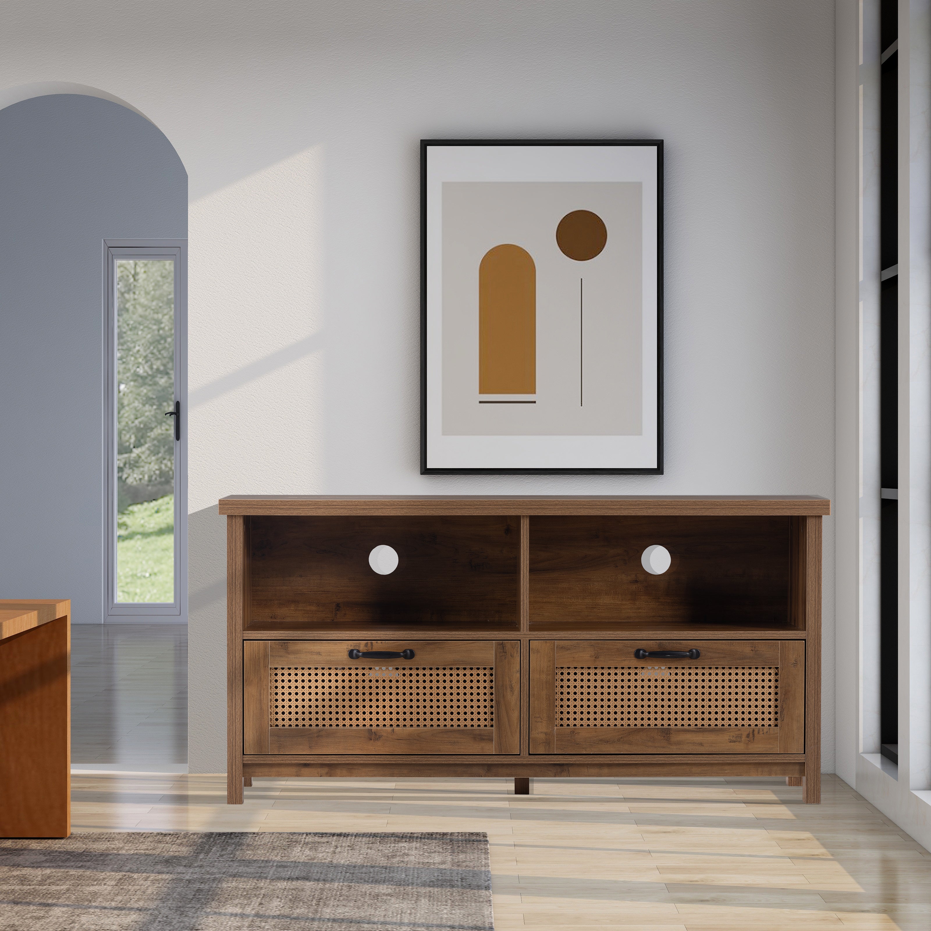 52 in.W TV Stand in Yellow with Removable Door and Shelf