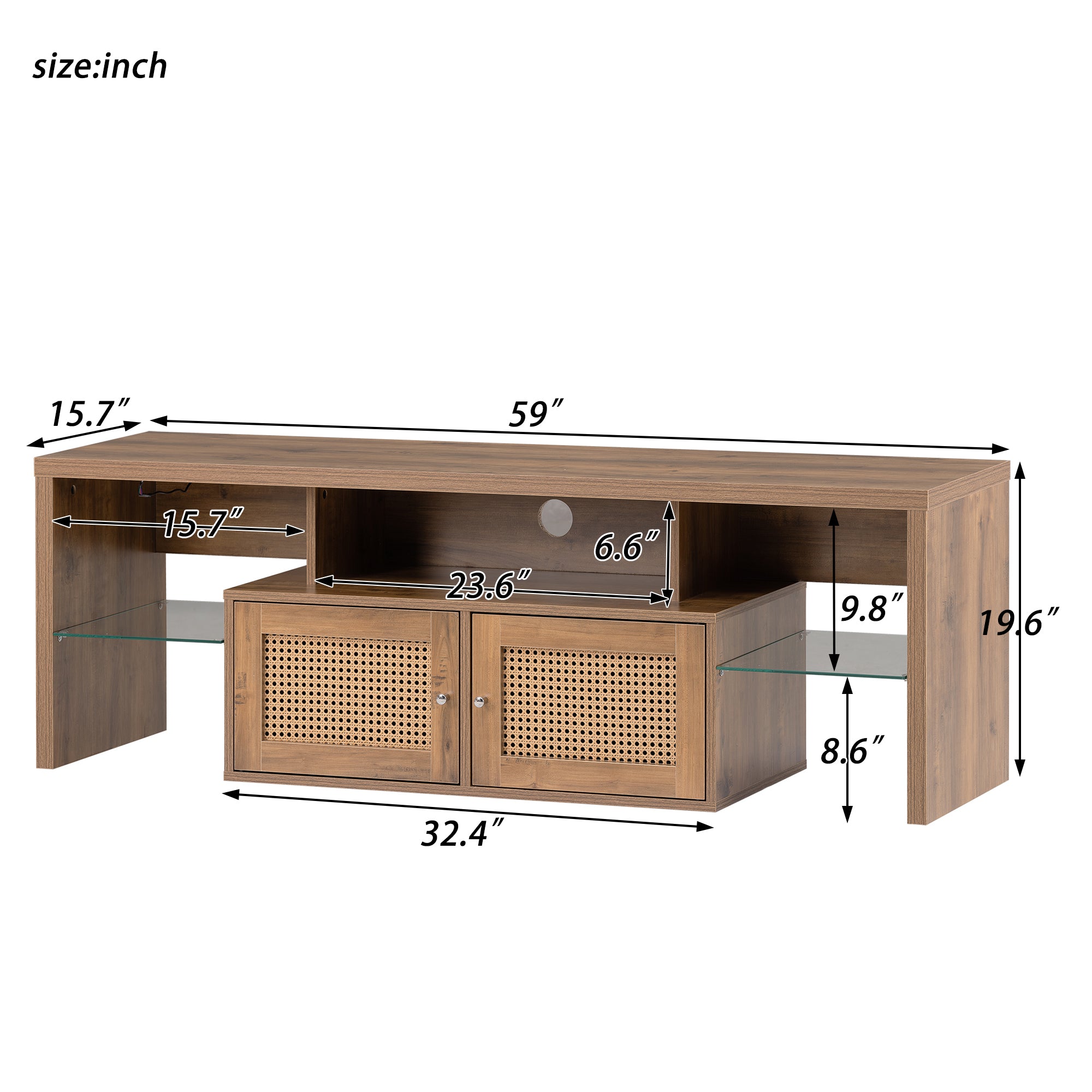 52 in.W TV Stand in Yellow with Removable Door and Shelf