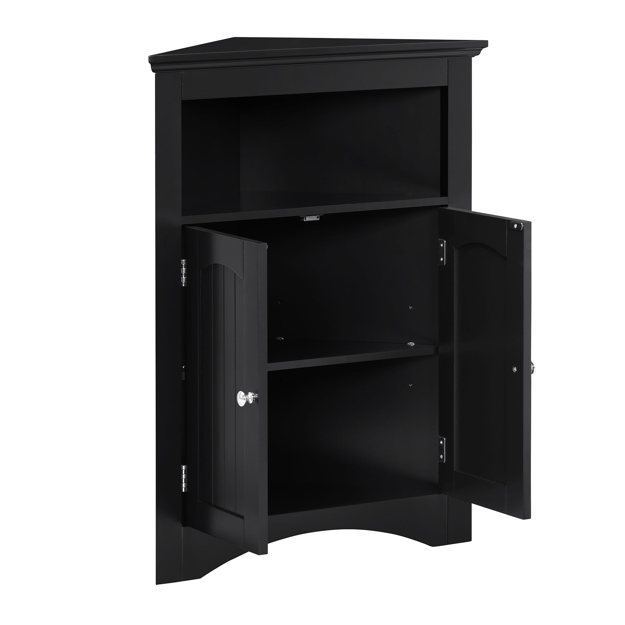 32 Inch MDF 2-door Bathroom Corner Cabinet with Shelves