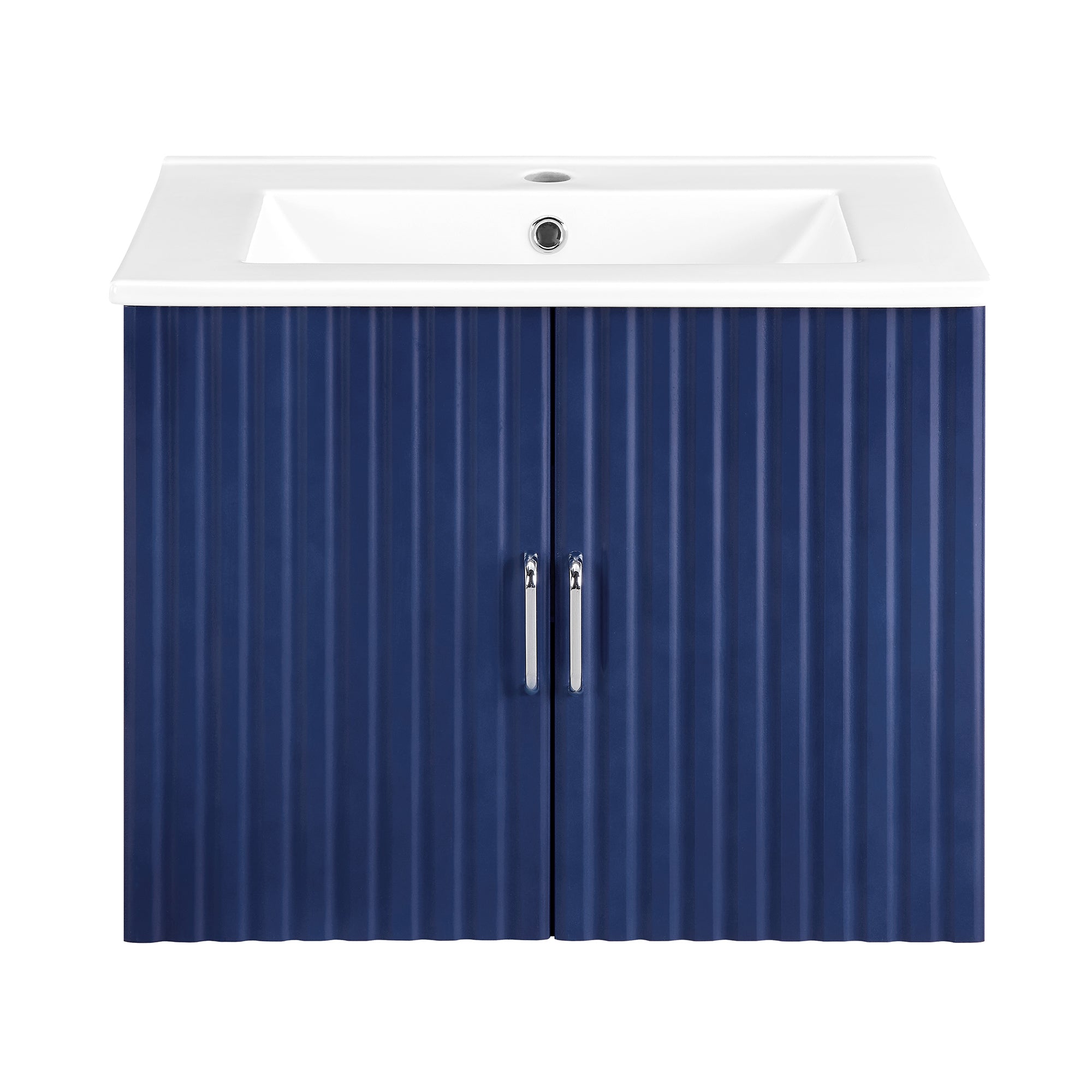 24 in. W x 19 in. H MDF Floating Bathroom Vanity with Integrated Ceramic Sink and Doors