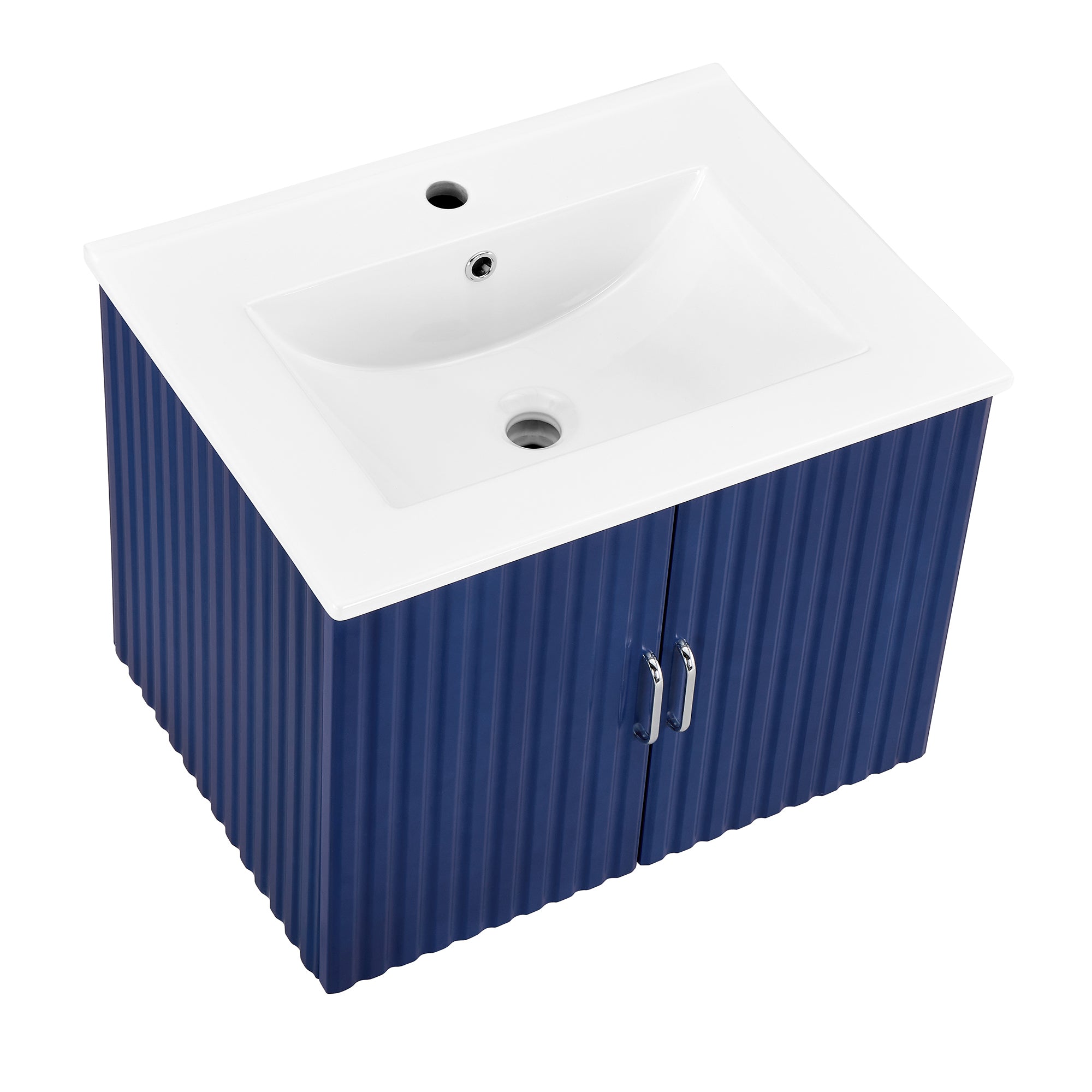 24 in. W x 19 in. H MDF Floating Bathroom Vanity with Integrated Ceramic Sink and Doors
