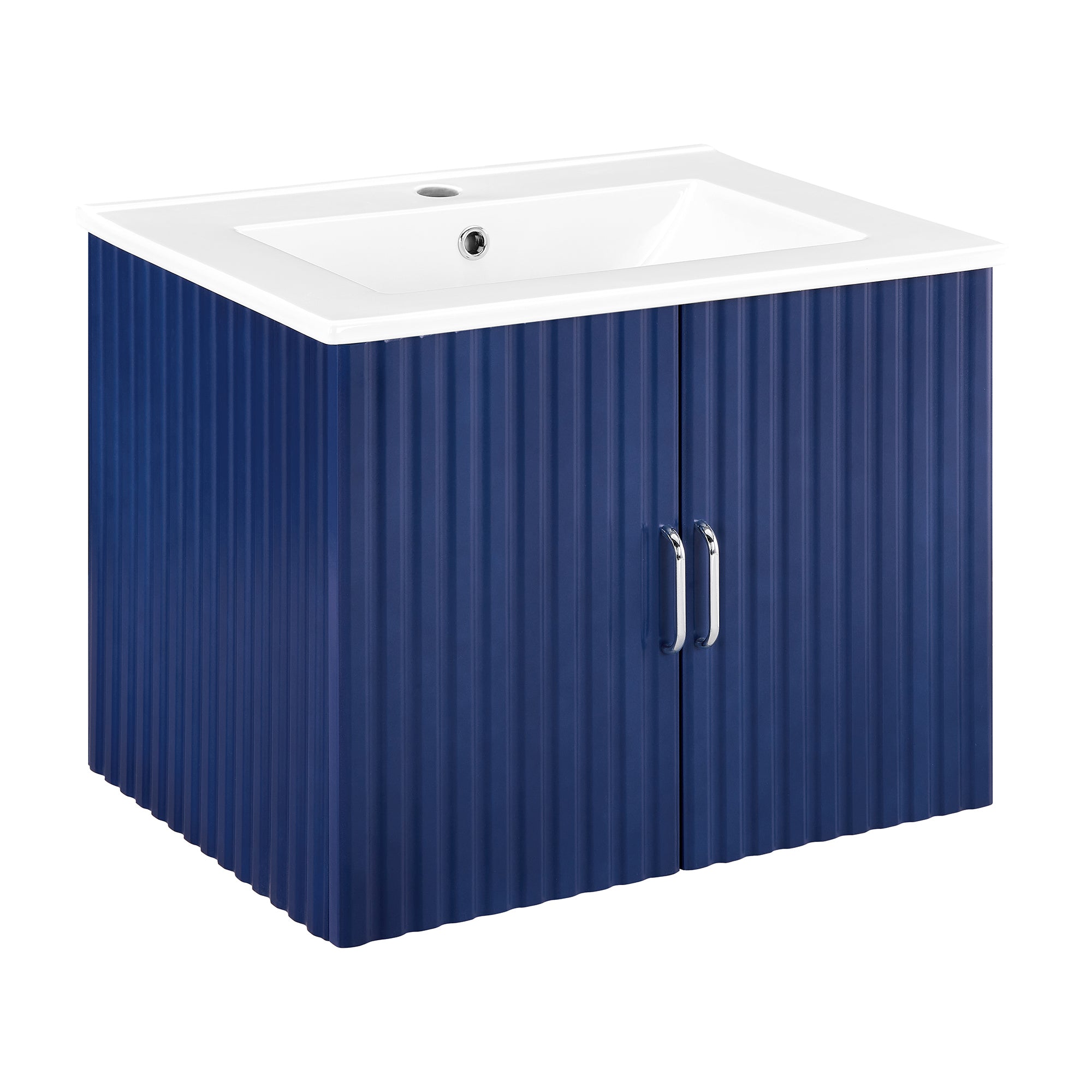 24 in. W x 19 in. H MDF Floating Bathroom Vanity with Integrated Ceramic Sink and Doors