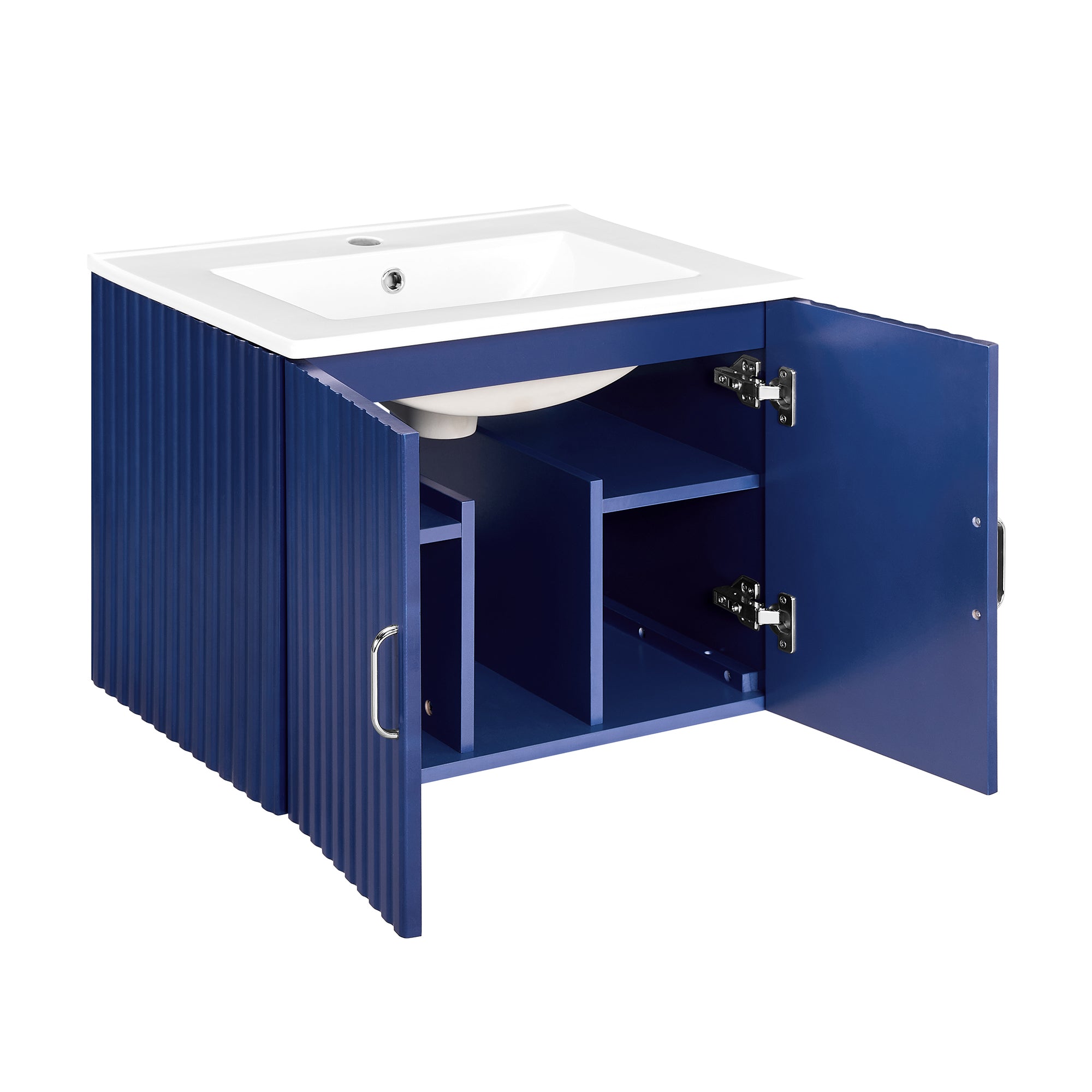 24 in. W x 19 in. H MDF Floating Bathroom Vanity with Integrated Ceramic Sink and Doors