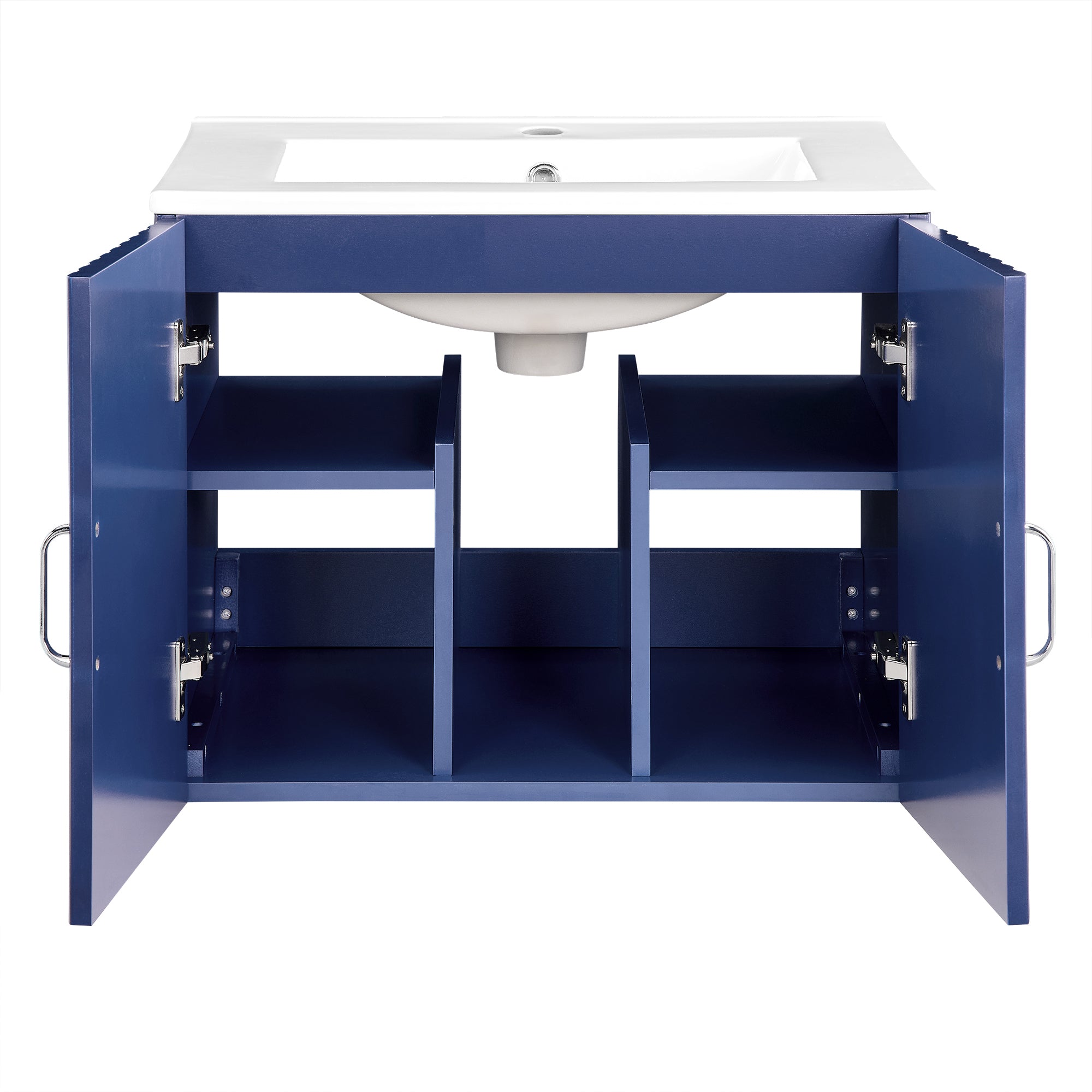 24 in. W x 19 in. H MDF Floating Bathroom Vanity with Integrated Ceramic Sink and Doors