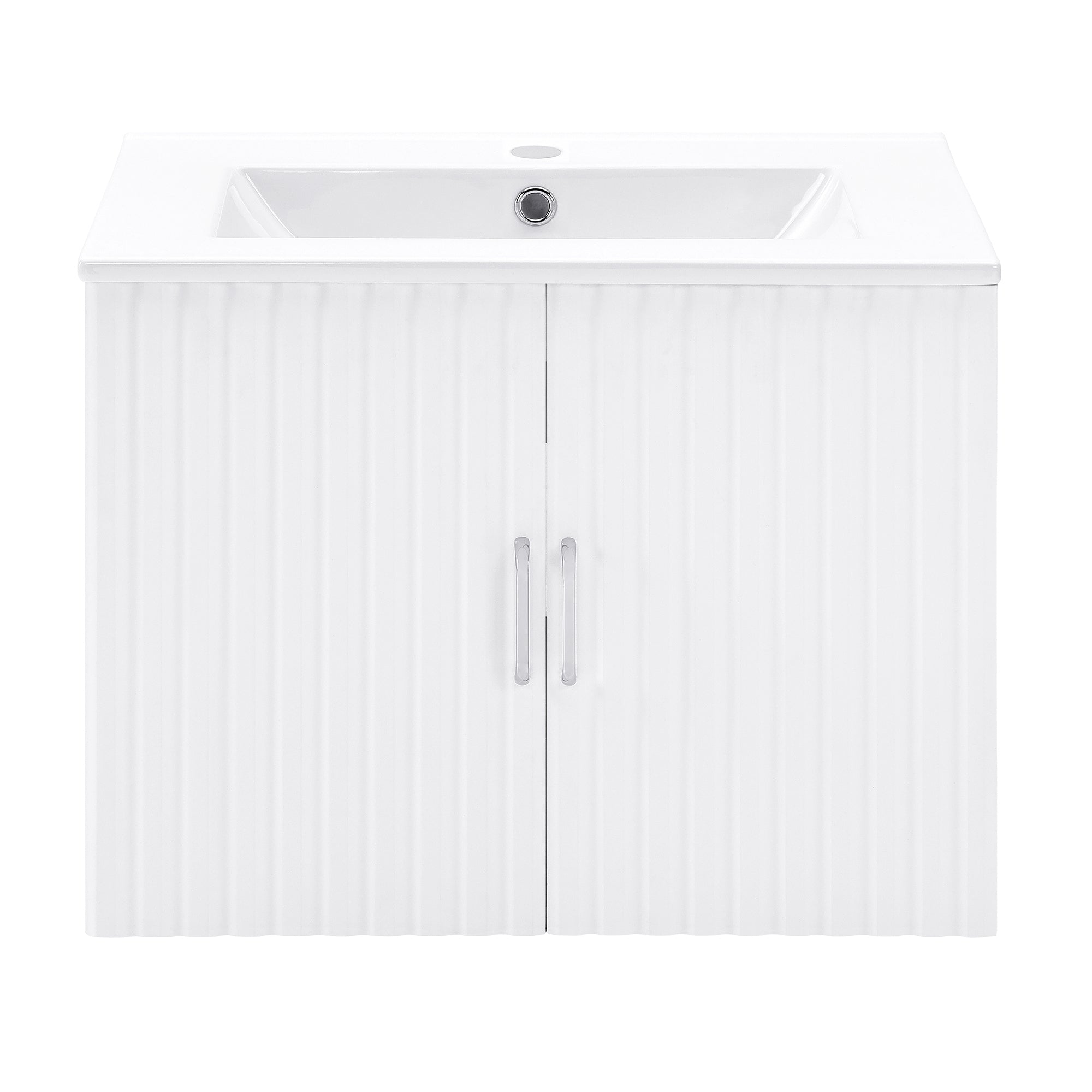 24 in. W x 19 in. H MDF Floating Bathroom Vanity with Integrated Ceramic Sink and Doors