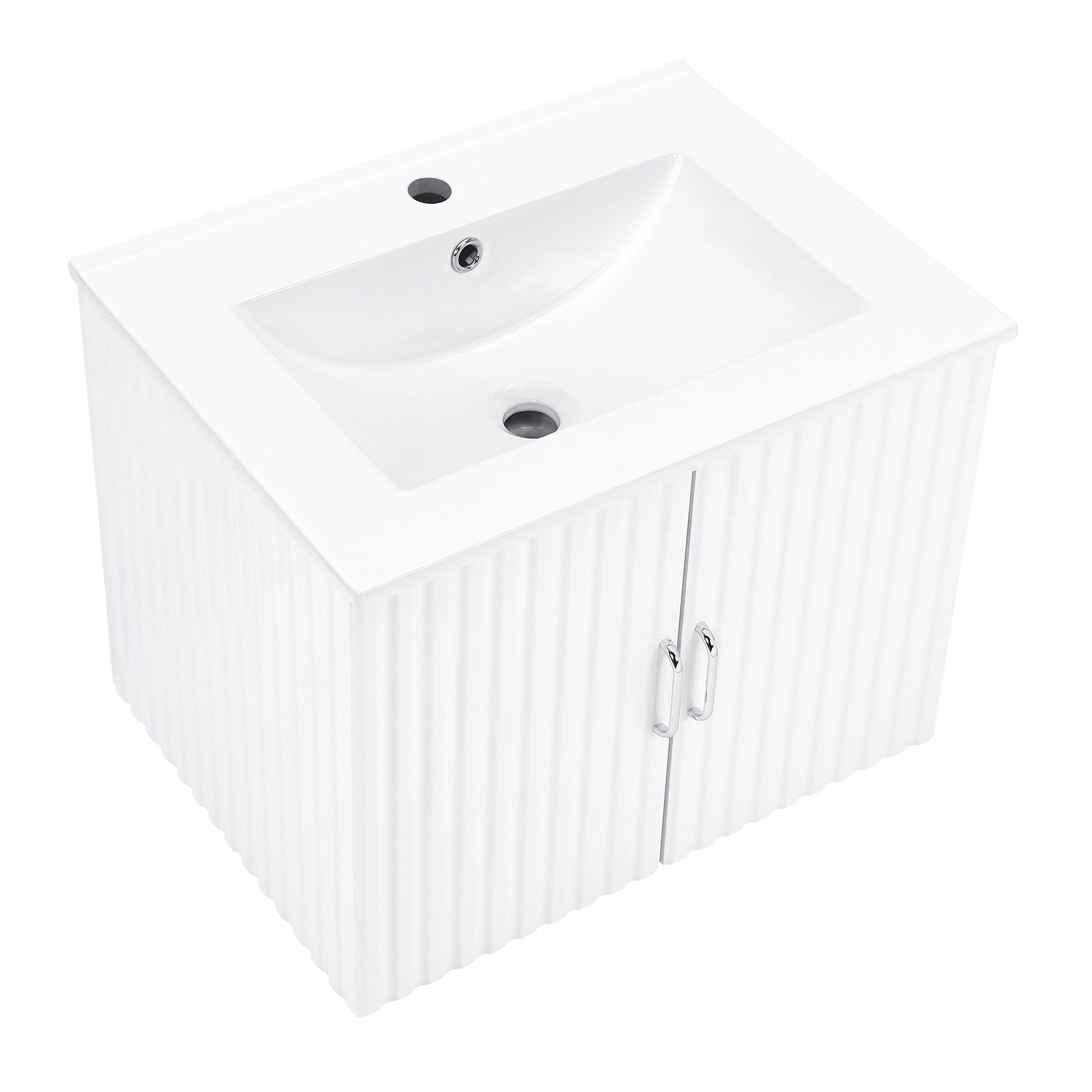 24 in. W x 19 in. H MDF Floating Bathroom Vanity with Integrated Ceramic Sink and Doors