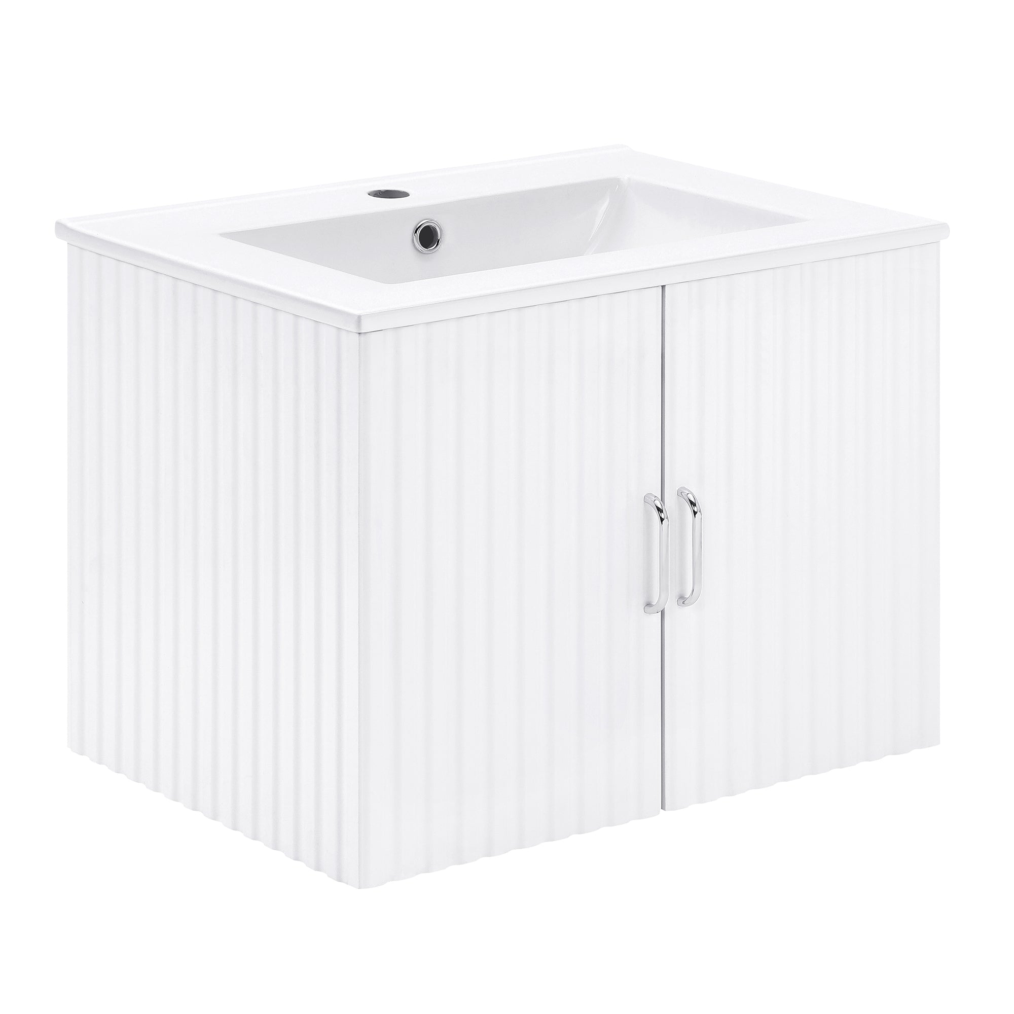 24 in. W x 19 in. H MDF Floating Bathroom Vanity with Integrated Ceramic Sink and Doors