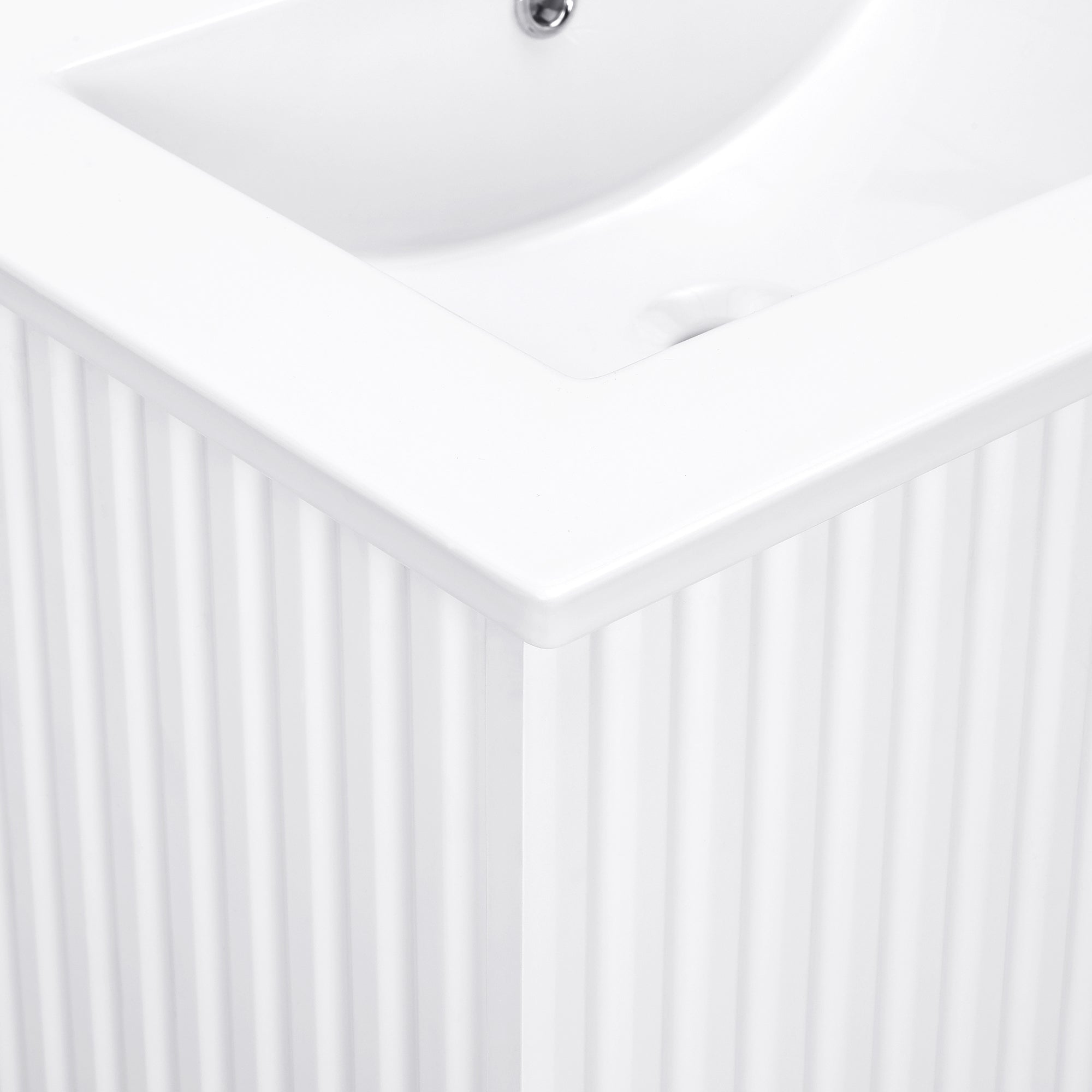24 in. W x 19 in. H MDF Floating Bathroom Vanity with Integrated Ceramic Sink and Doors